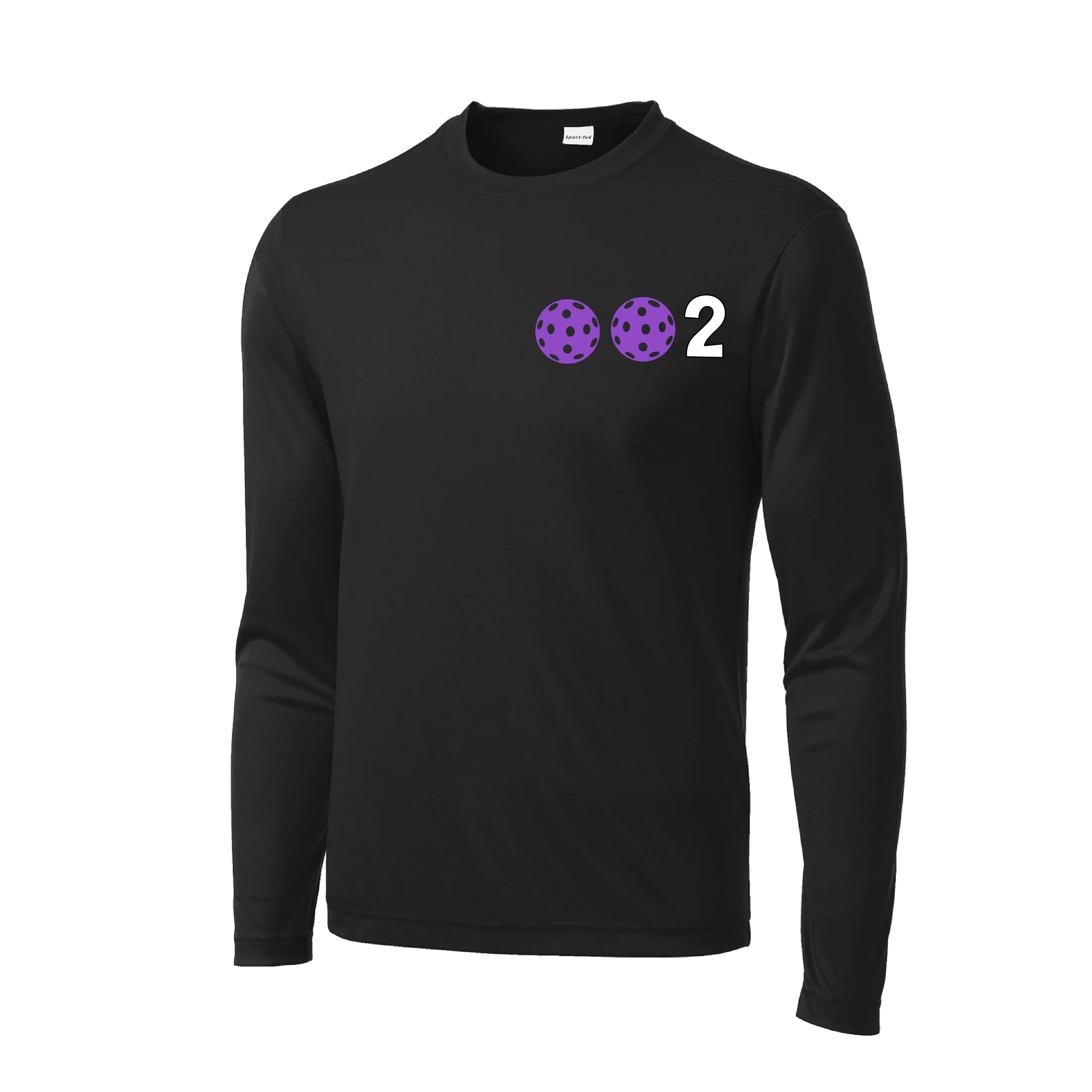 002 With Pickleballs (Cyan Purple Rainbow) Customizable | Men's Long Sleeve Athletic Shirt | 100% Polyester