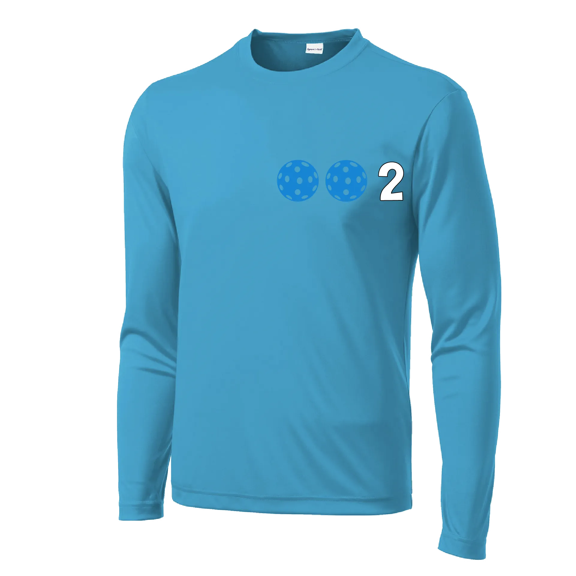 002 With Pickleballs (Cyan Purple Rainbow) Customizable | Men's Long Sleeve Athletic Shirt | 100% Polyester