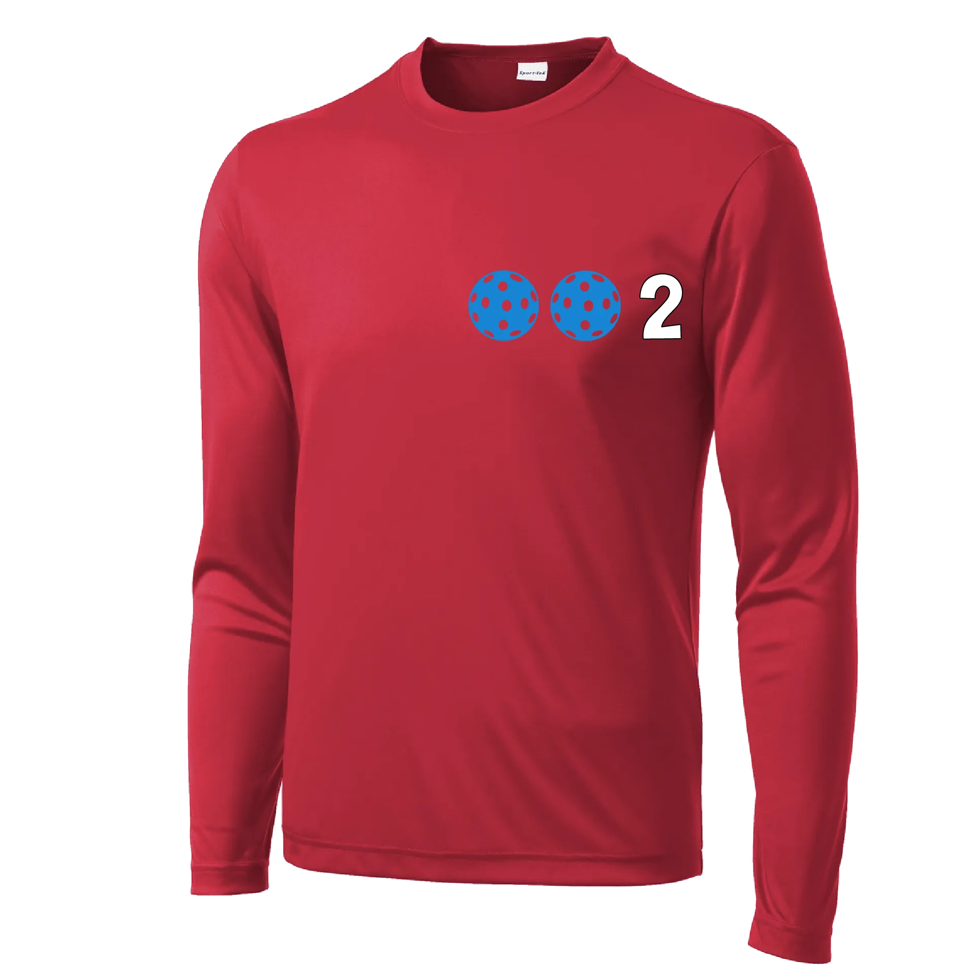 002 With Pickleballs (Cyan Purple Rainbow) Customizable | Men's Long Sleeve Athletic Shirt | 100% Polyester