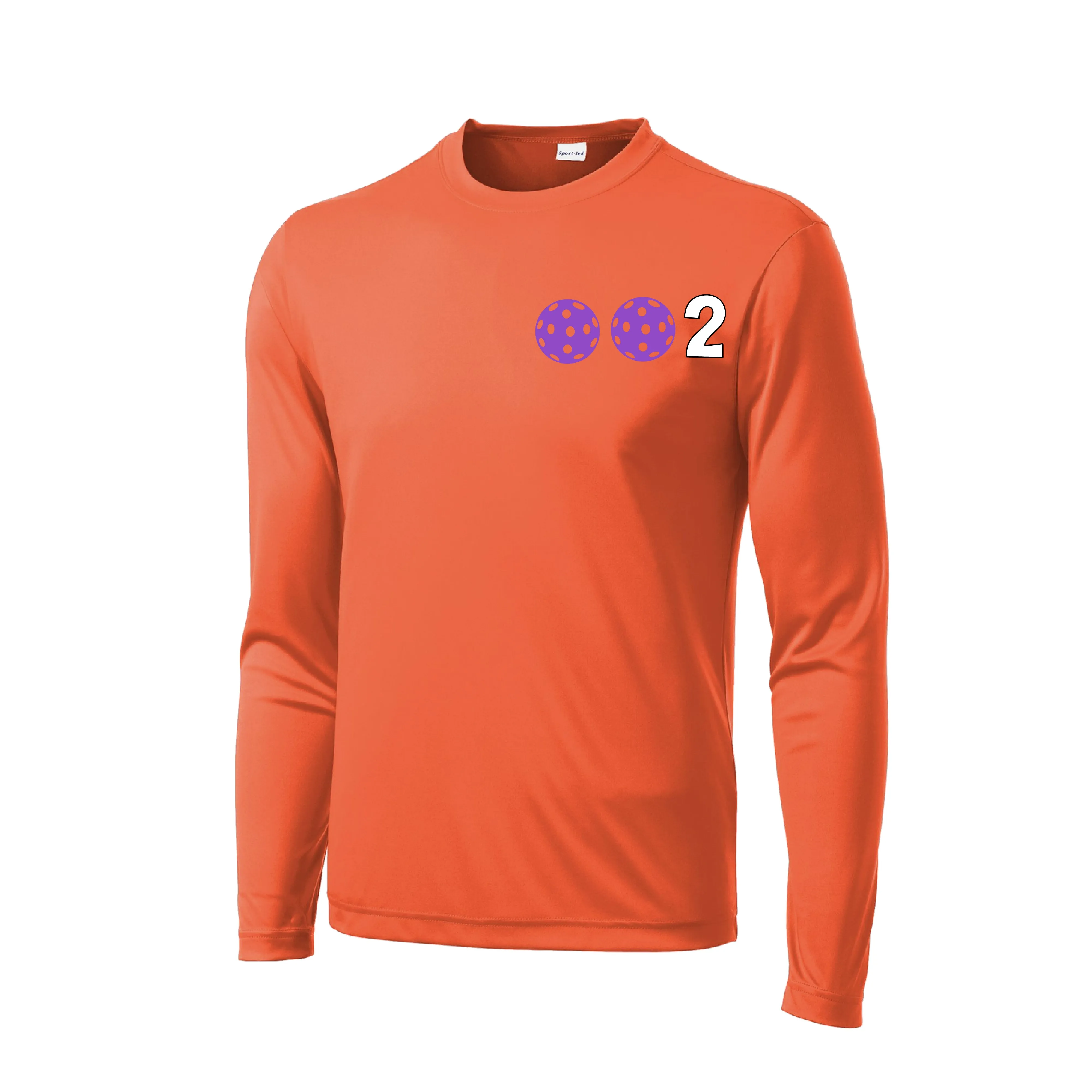 002 With Pickleballs (Cyan Purple Rainbow) Customizable | Men's Long Sleeve Athletic Shirt | 100% Polyester