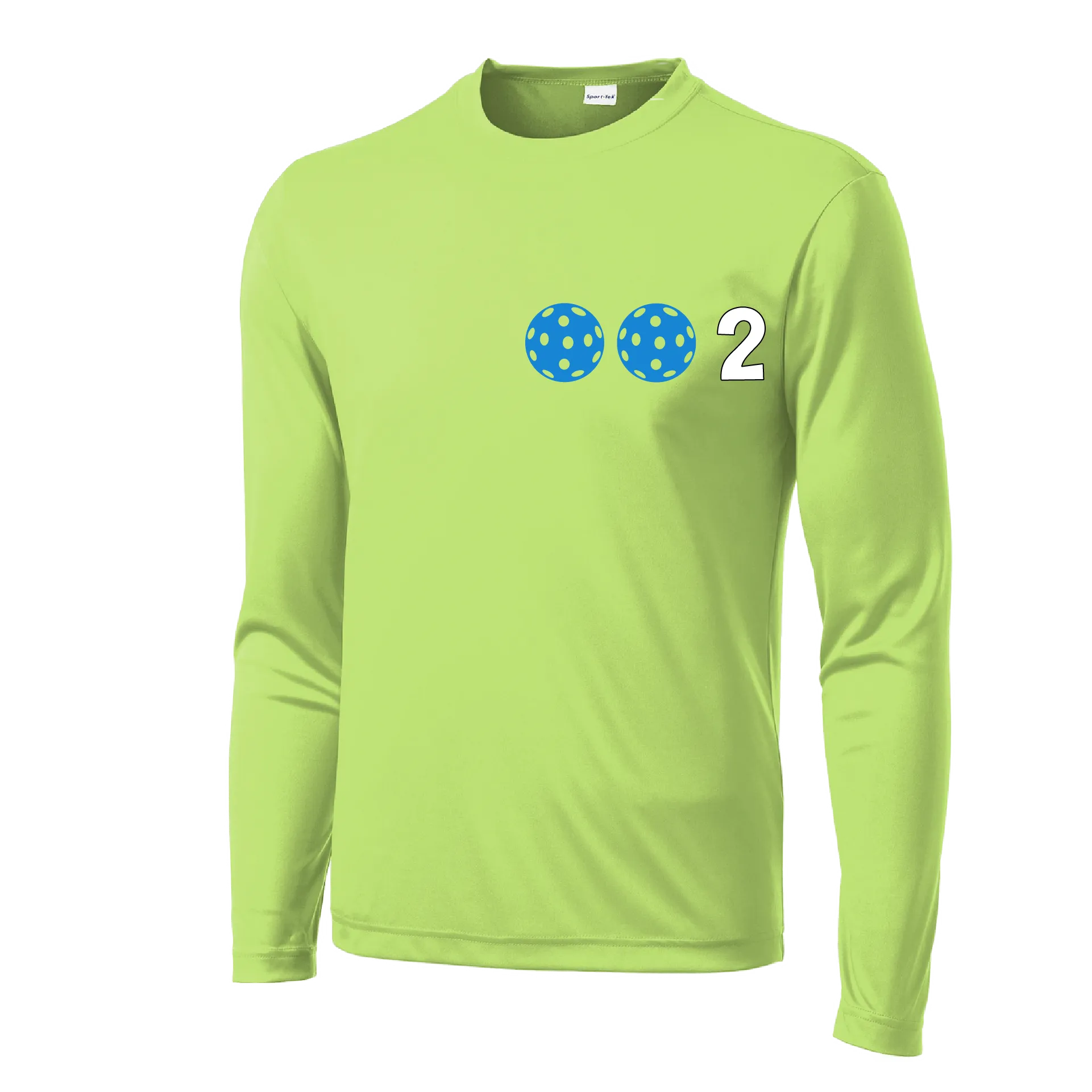 002 With Pickleballs (Cyan Purple Rainbow) Customizable | Men's Long Sleeve Athletic Shirt | 100% Polyester