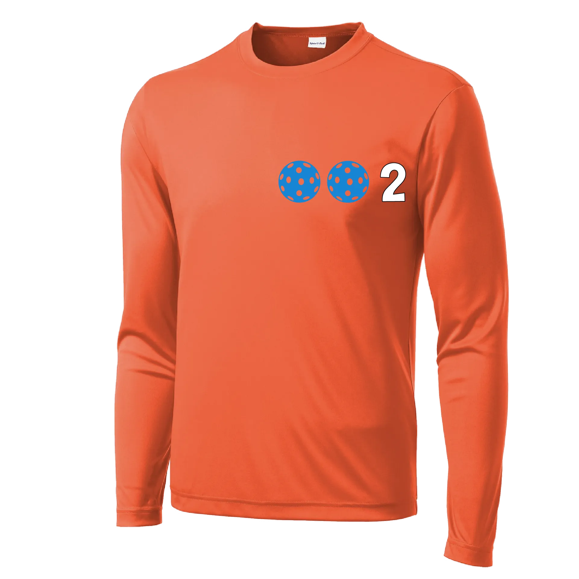 002 With Pickleballs (Cyan Purple Rainbow) Customizable | Men's Long Sleeve Athletic Shirt | 100% Polyester