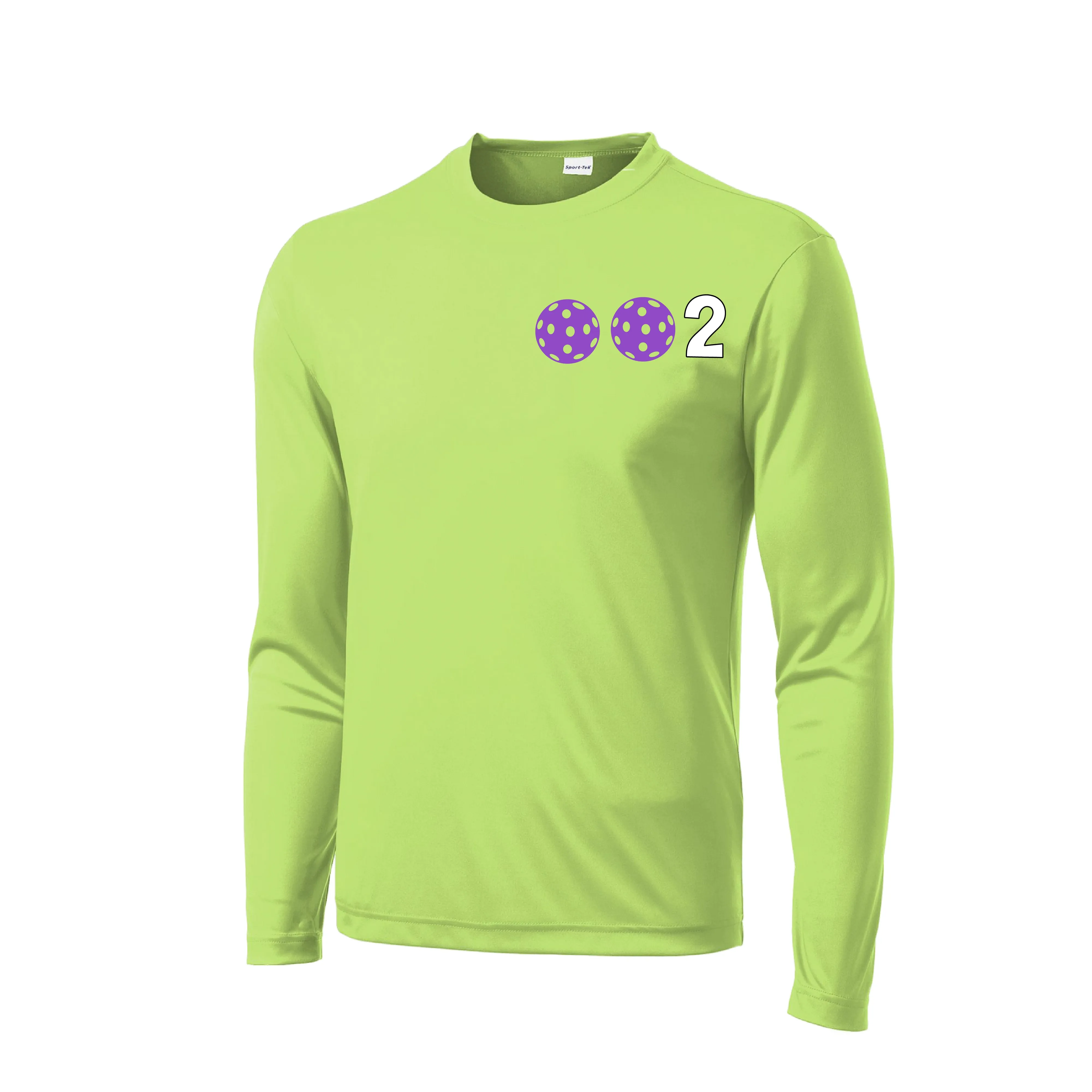 002 With Pickleballs (Cyan Purple Rainbow) Customizable | Men's Long Sleeve Athletic Shirt | 100% Polyester