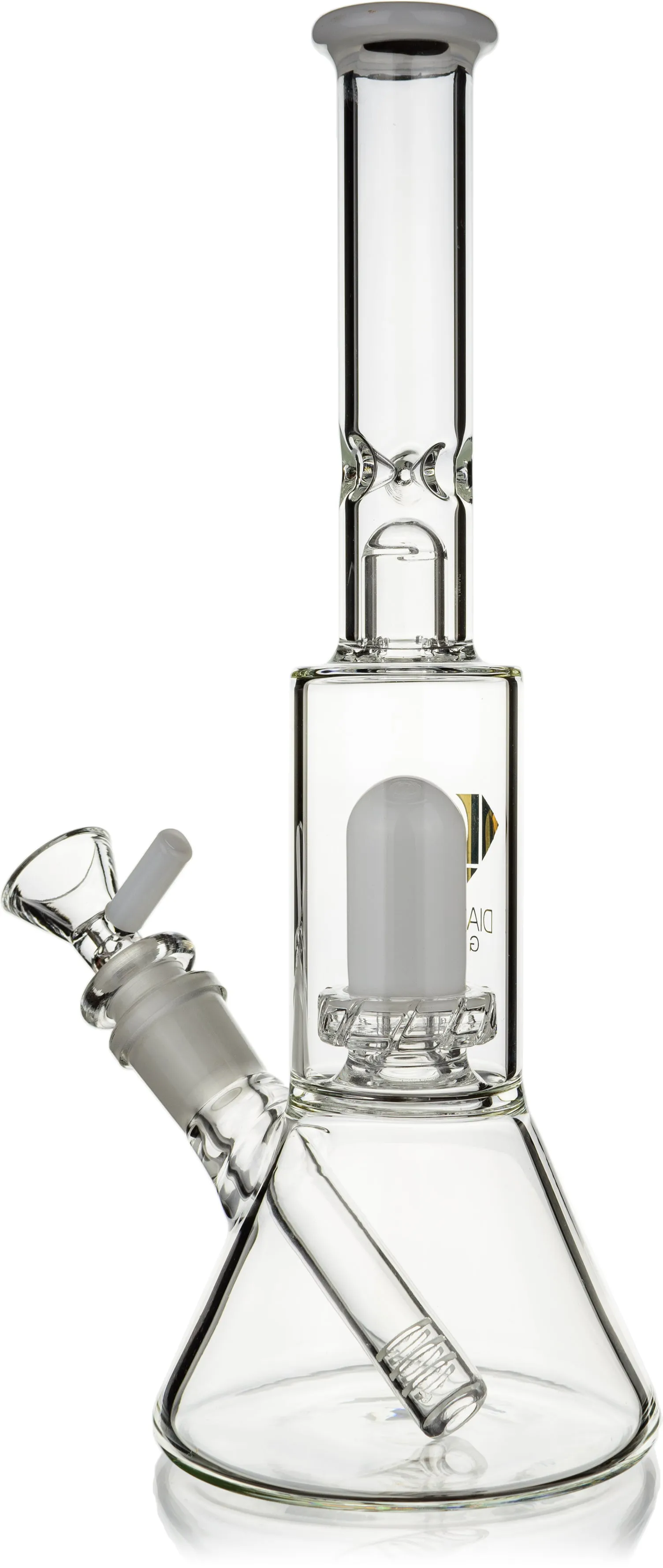 10 Skinny Neck Beaker Bong w/ showerhead UFO perc   splashguard, by Diamond Glass