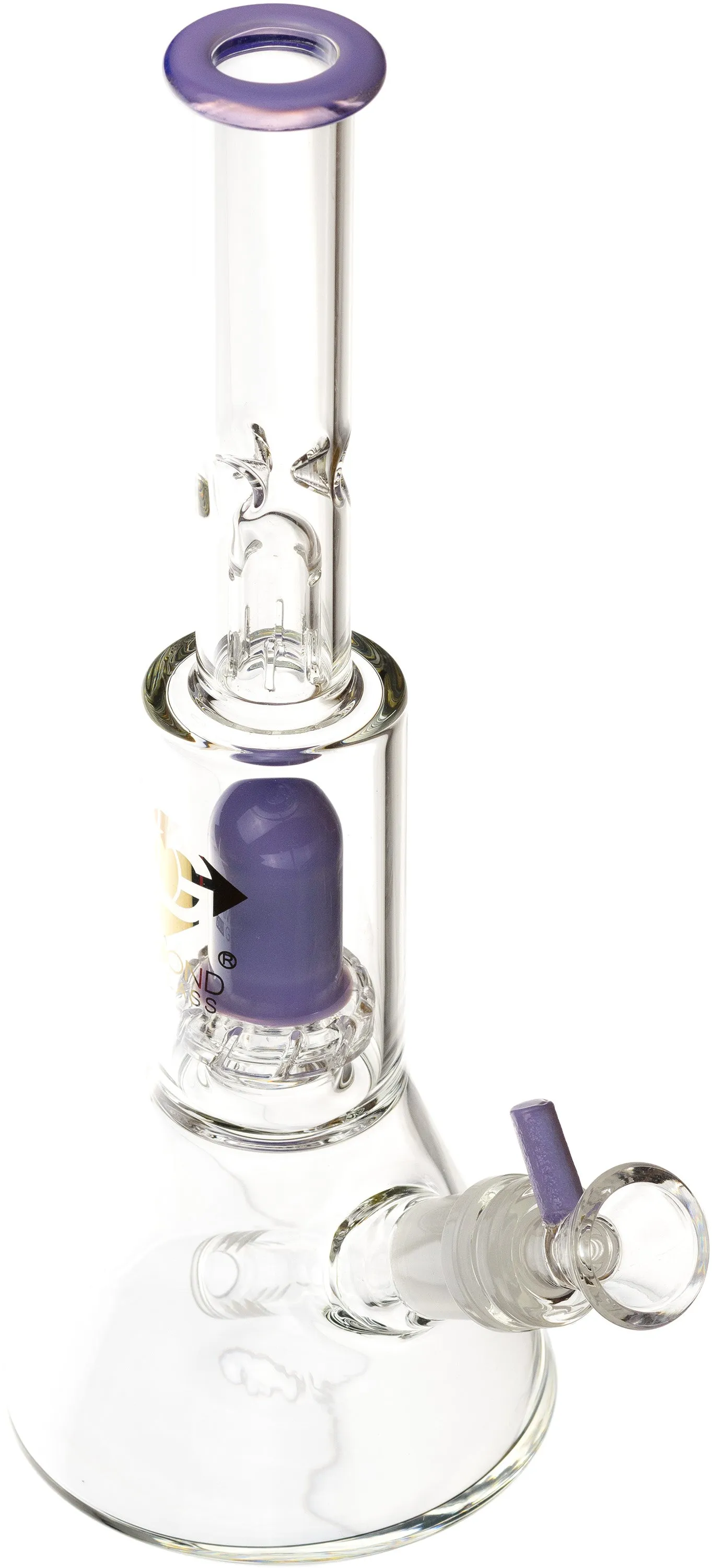 10 Skinny Neck Beaker Bong w/ showerhead UFO perc   splashguard, by Diamond Glass