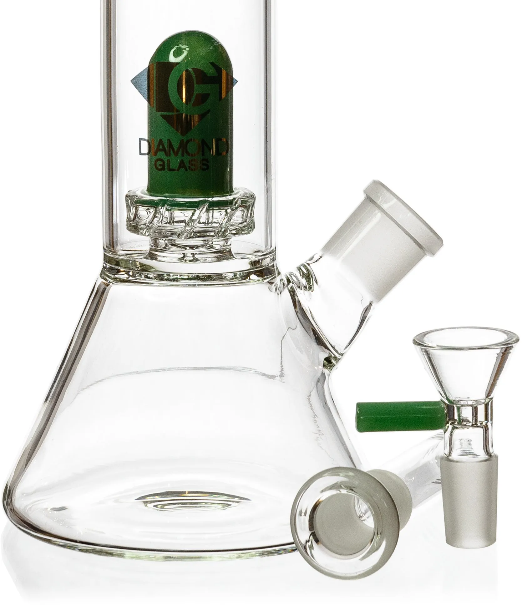 10 Skinny Neck Beaker Bong w/ showerhead UFO perc   splashguard, by Diamond Glass