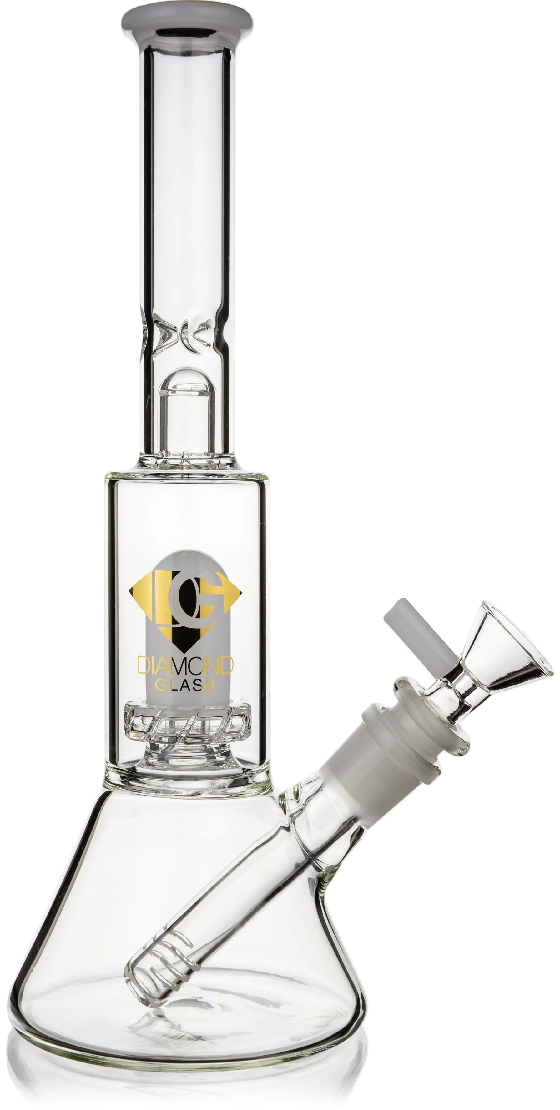 10 Skinny Neck Beaker Bong w/ showerhead UFO perc   splashguard, by Diamond Glass