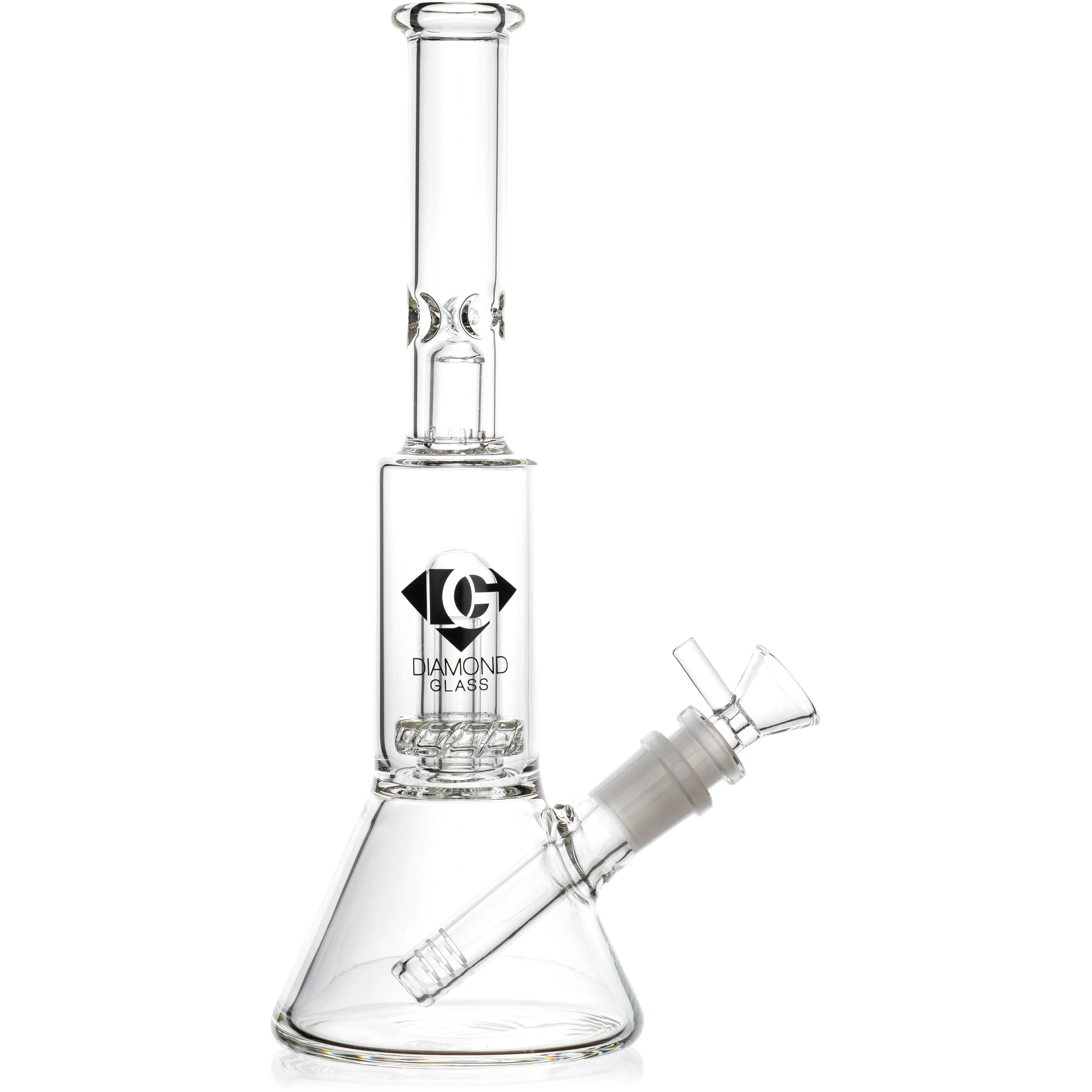 10 Skinny Neck Beaker Bong w/ showerhead UFO perc   splashguard, by Diamond Glass