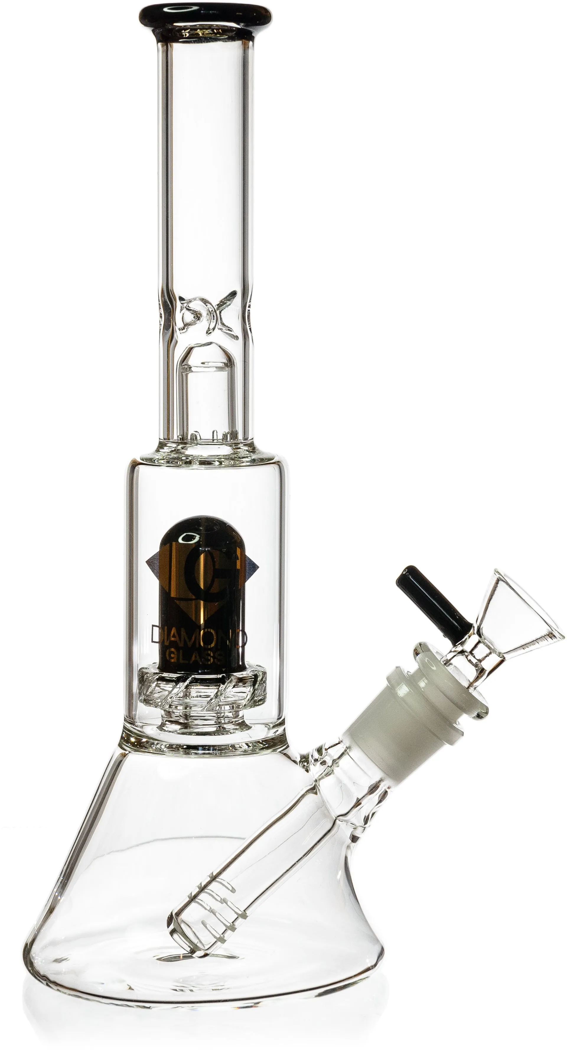 10 Skinny Neck Beaker Bong w/ showerhead UFO perc   splashguard, by Diamond Glass