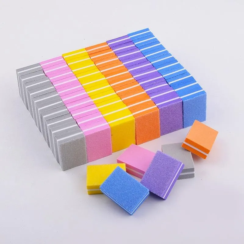 100pcs/lot Professional Nail File Mini Sponge Nail Sanding Blocks UV Gel Polish Cuticle Remover Manicure Tools Nail Buffer Files