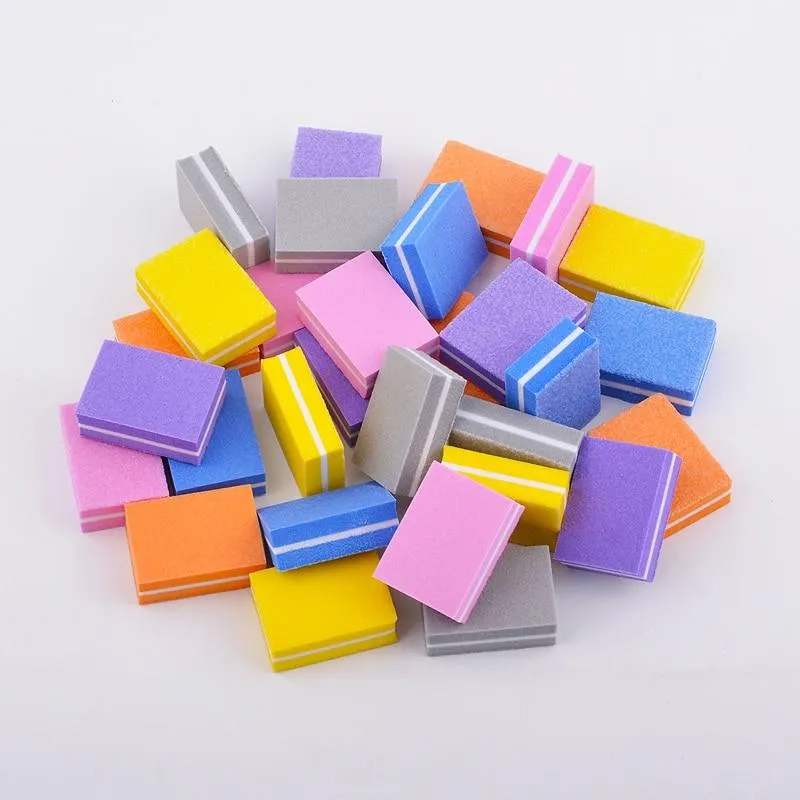 100pcs/lot Professional Nail File Mini Sponge Nail Sanding Blocks UV Gel Polish Cuticle Remover Manicure Tools Nail Buffer Files