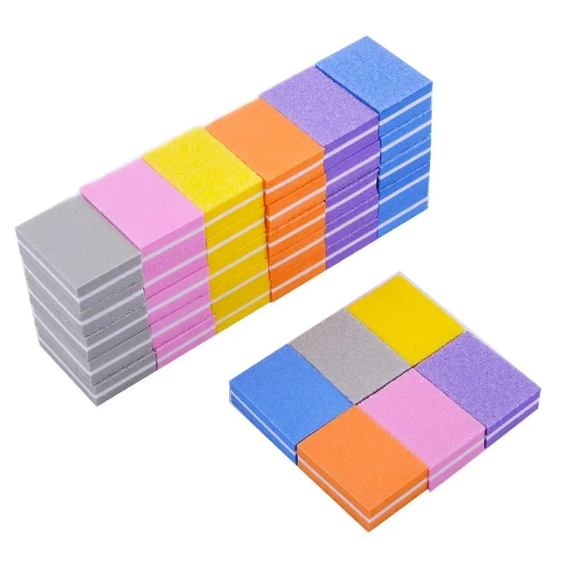 100pcs/lot Professional Nail File Mini Sponge Nail Sanding Blocks UV Gel Polish Cuticle Remover Manicure Tools Nail Buffer Files