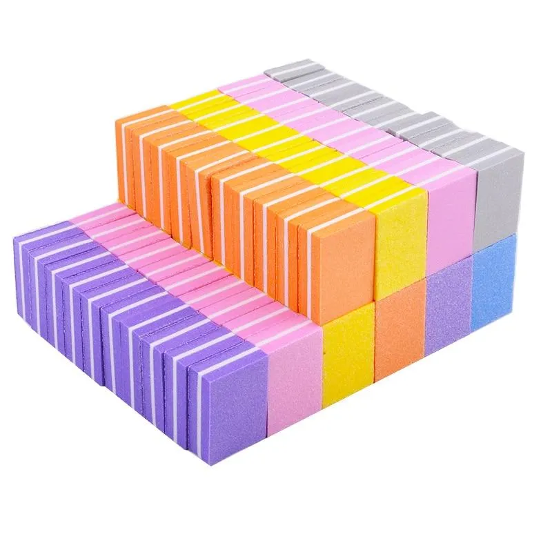 100pcs/lot Professional Nail File Mini Sponge Nail Sanding Blocks UV Gel Polish Cuticle Remover Manicure Tools Nail Buffer Files