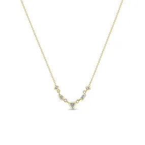 14k 5 Linked Mixed Cut Diamond Necklace