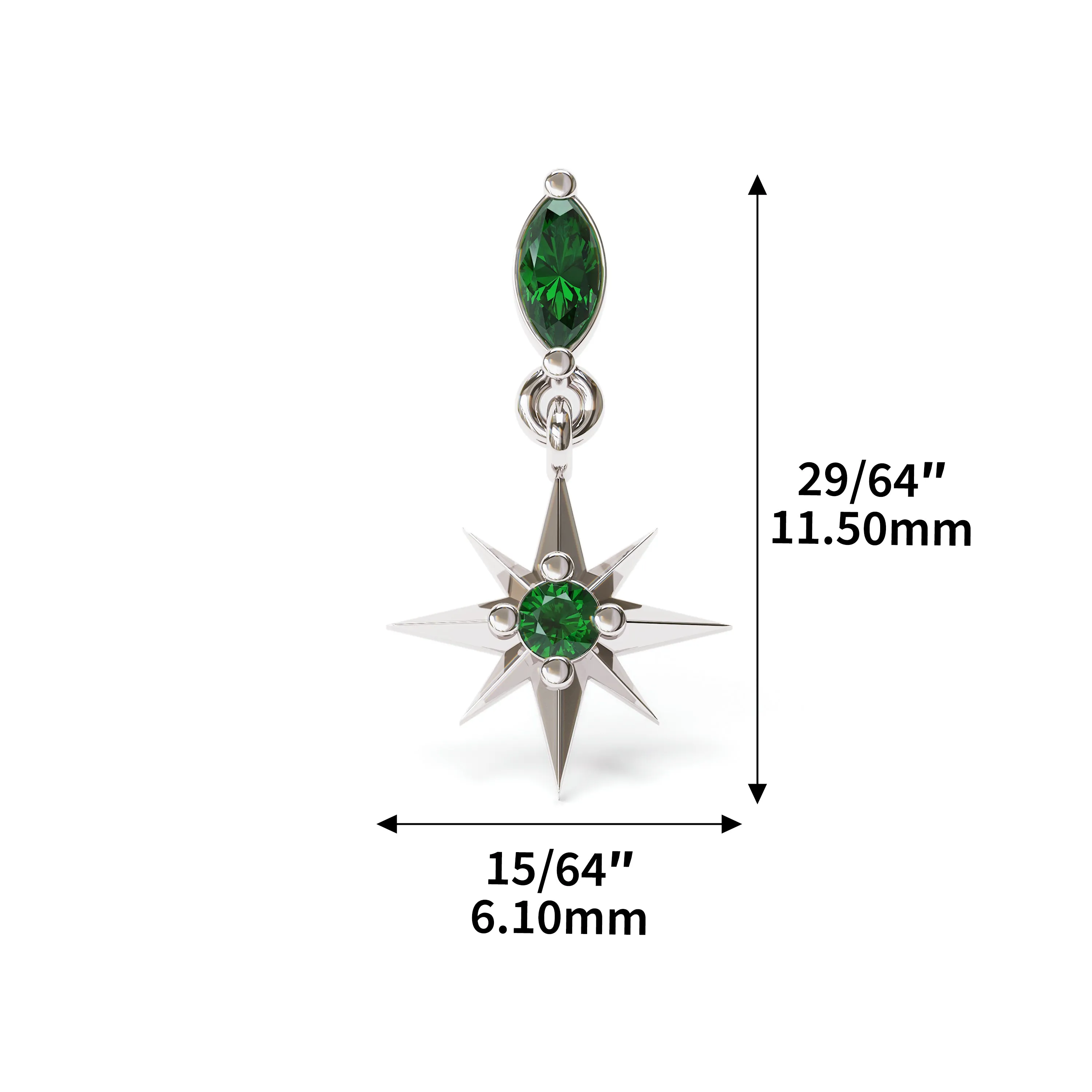 14K Gold Emerald Starburst Dangle Stud