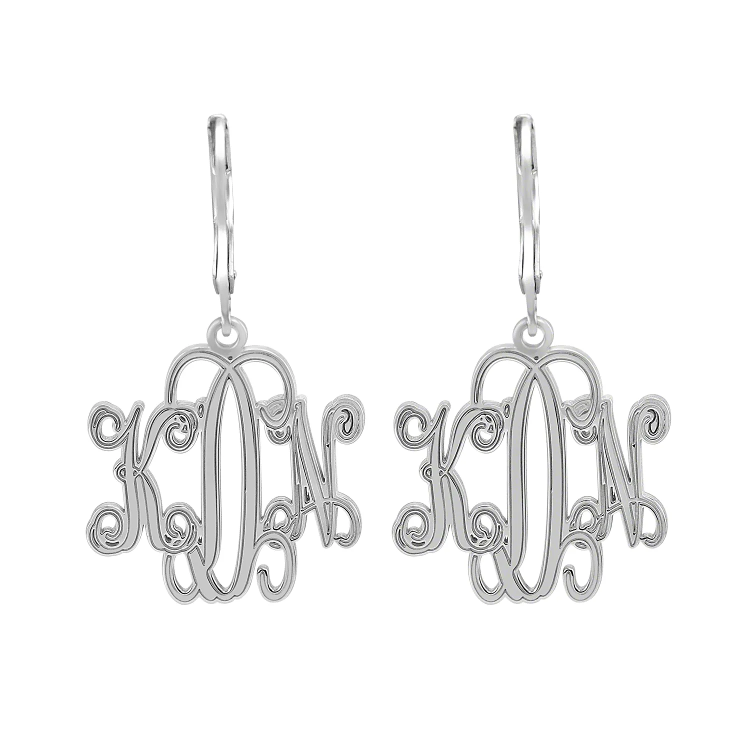 14K Gold Interlocking Script Monogram Leverback Earrings