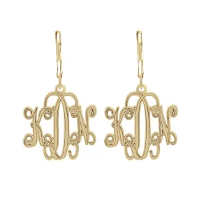 14K Gold Interlocking Script Monogram Leverback Earrings