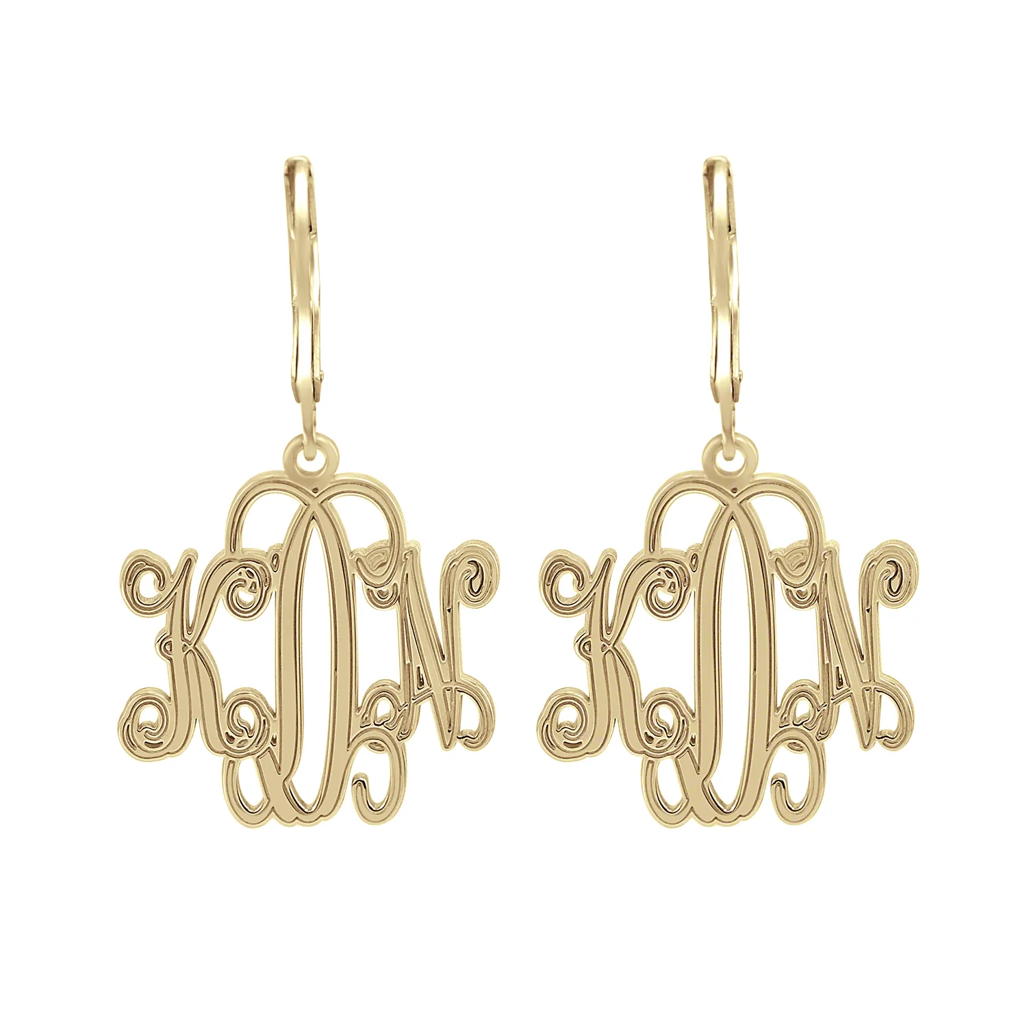 14K Gold Interlocking Script Monogram Leverback Earrings