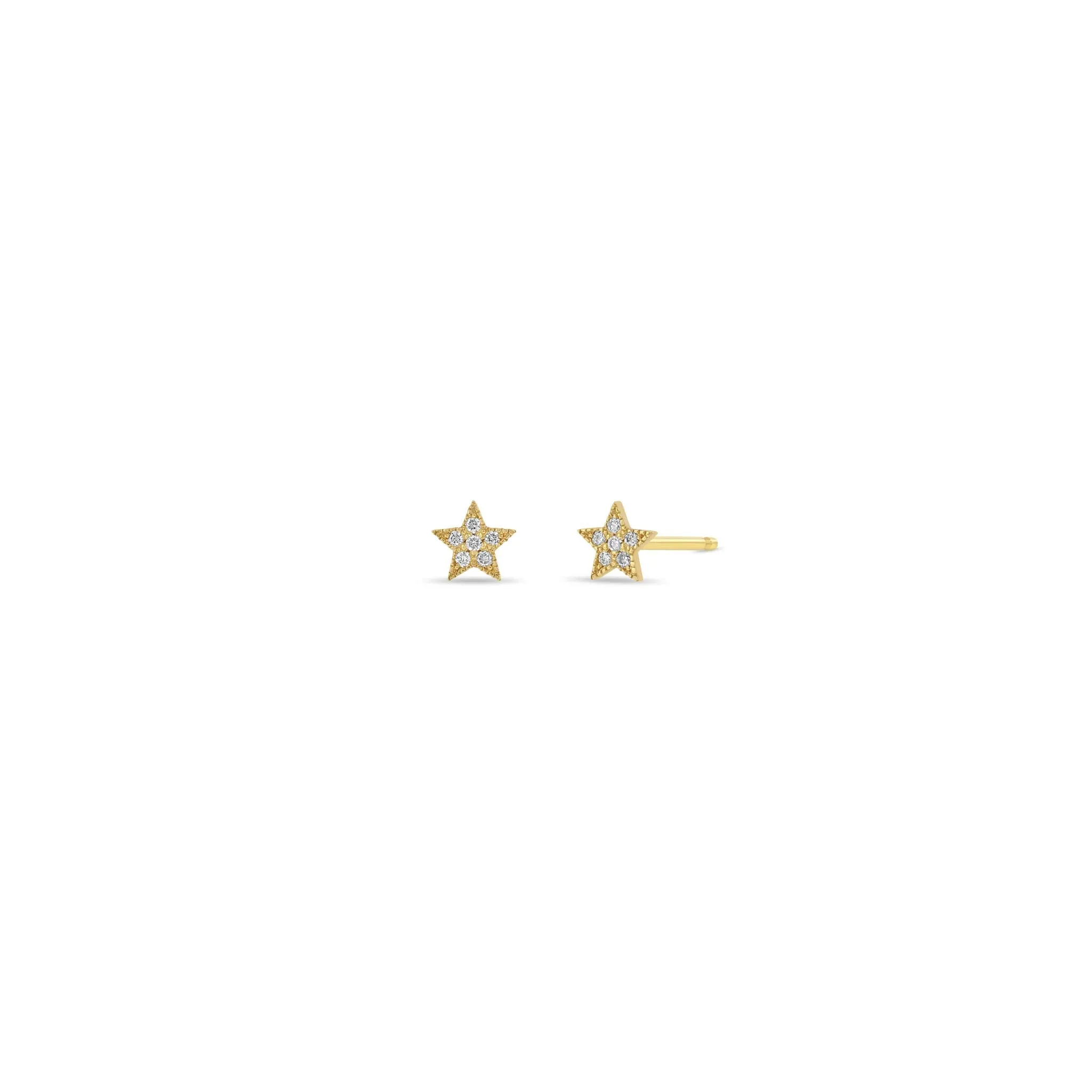 14k Itty Bitty Pavé Diamond Star Stud