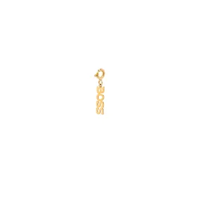 14k tiny BOSS charm pendant with spring ring