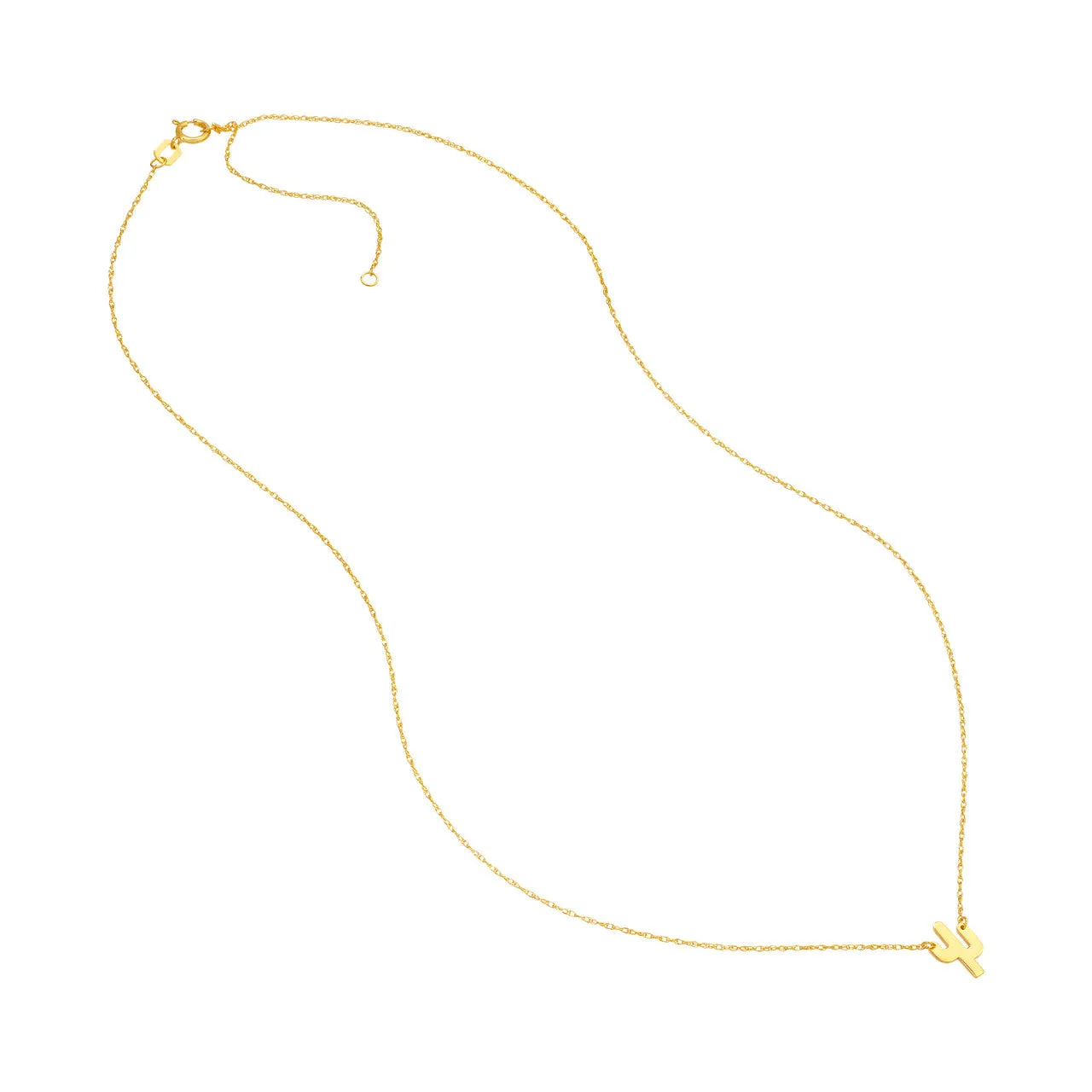 14K Yellow Gold Mini Cactus Pendant Necklace