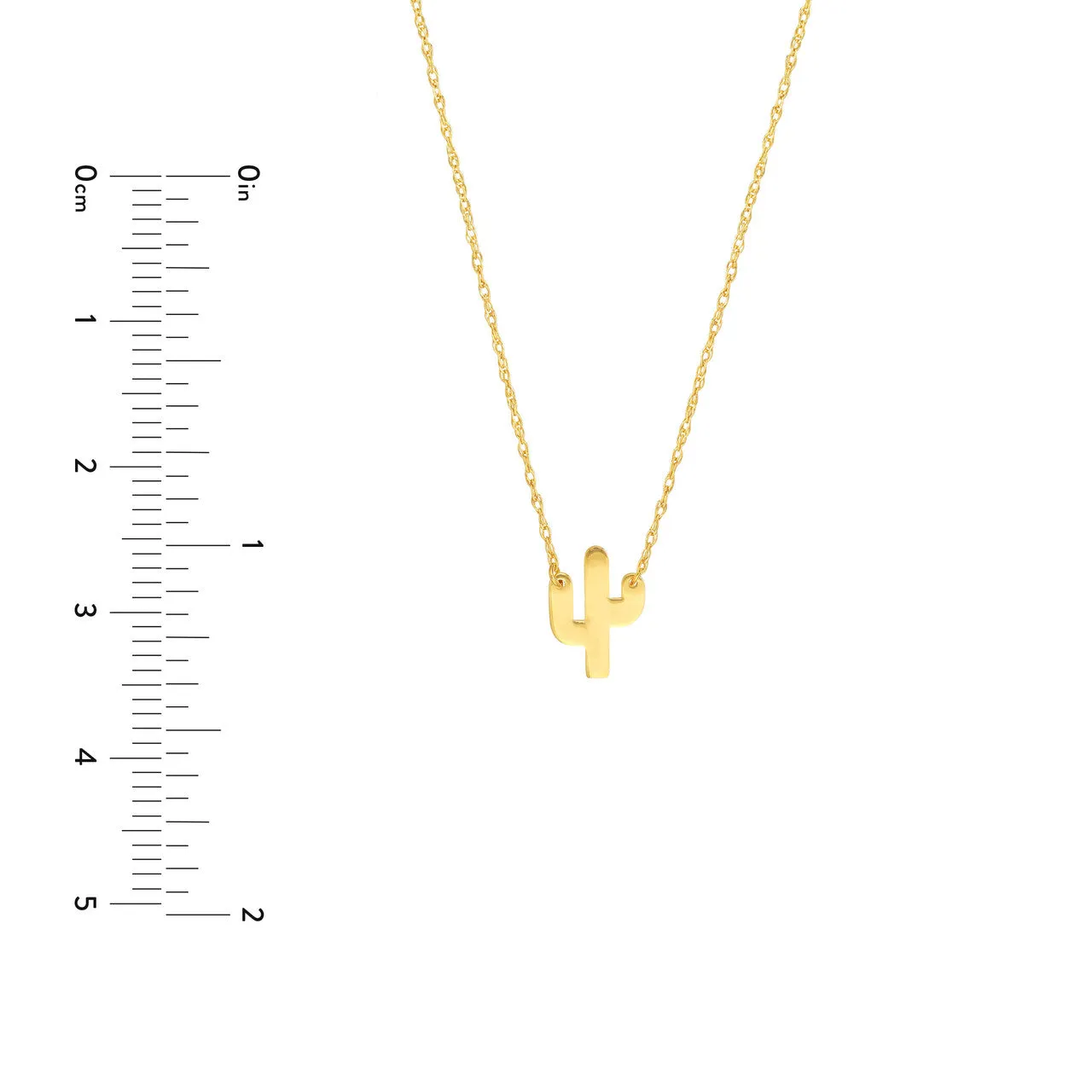 14K Yellow Gold Mini Cactus Pendant Necklace