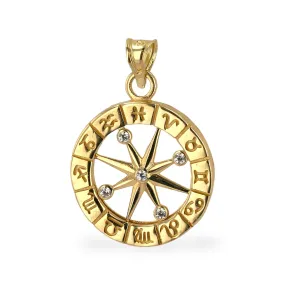 14k yellow gold zodiac wheel pendant-226103