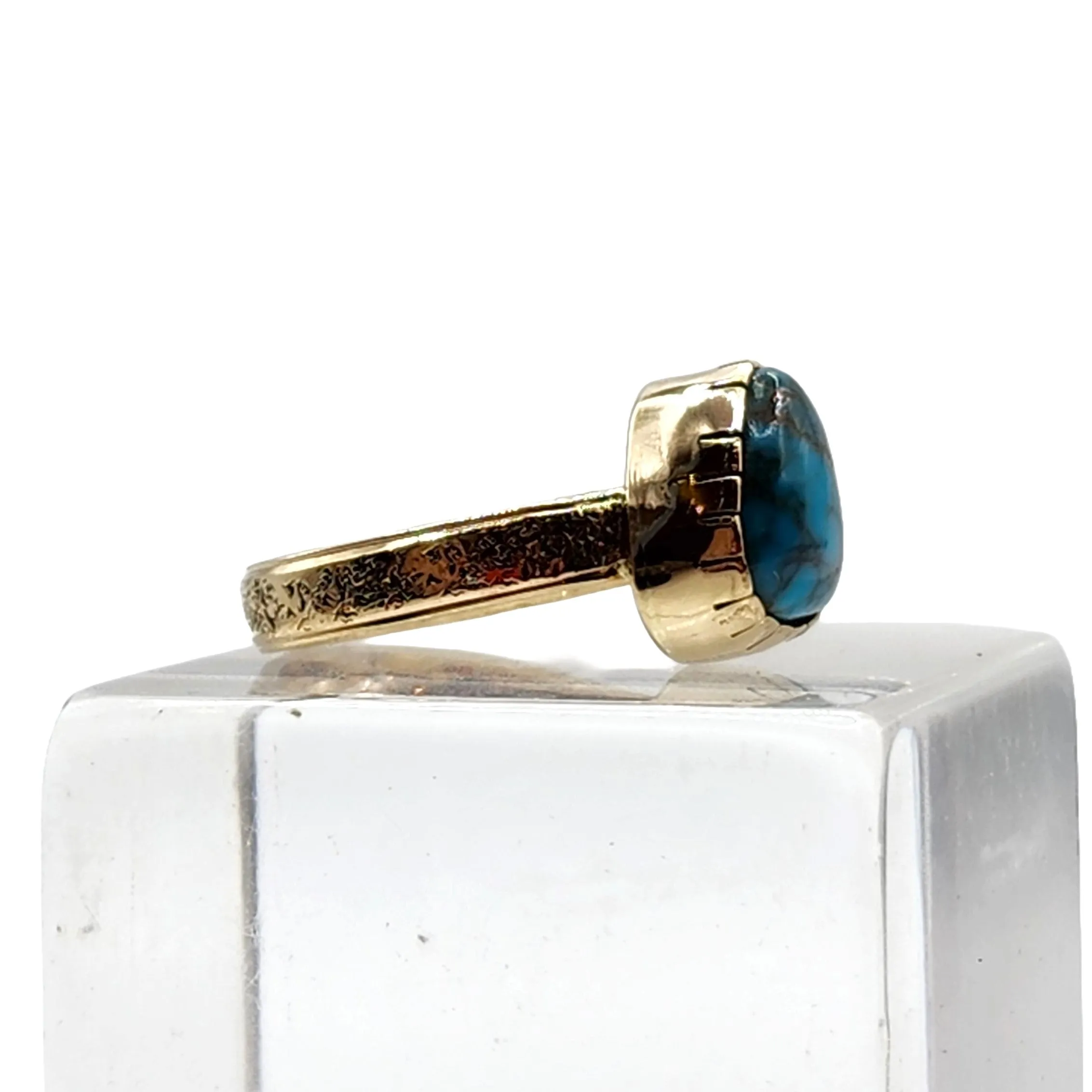 14kt Gold Natural Lone Mountain Turquoise Ring - Size 8.75