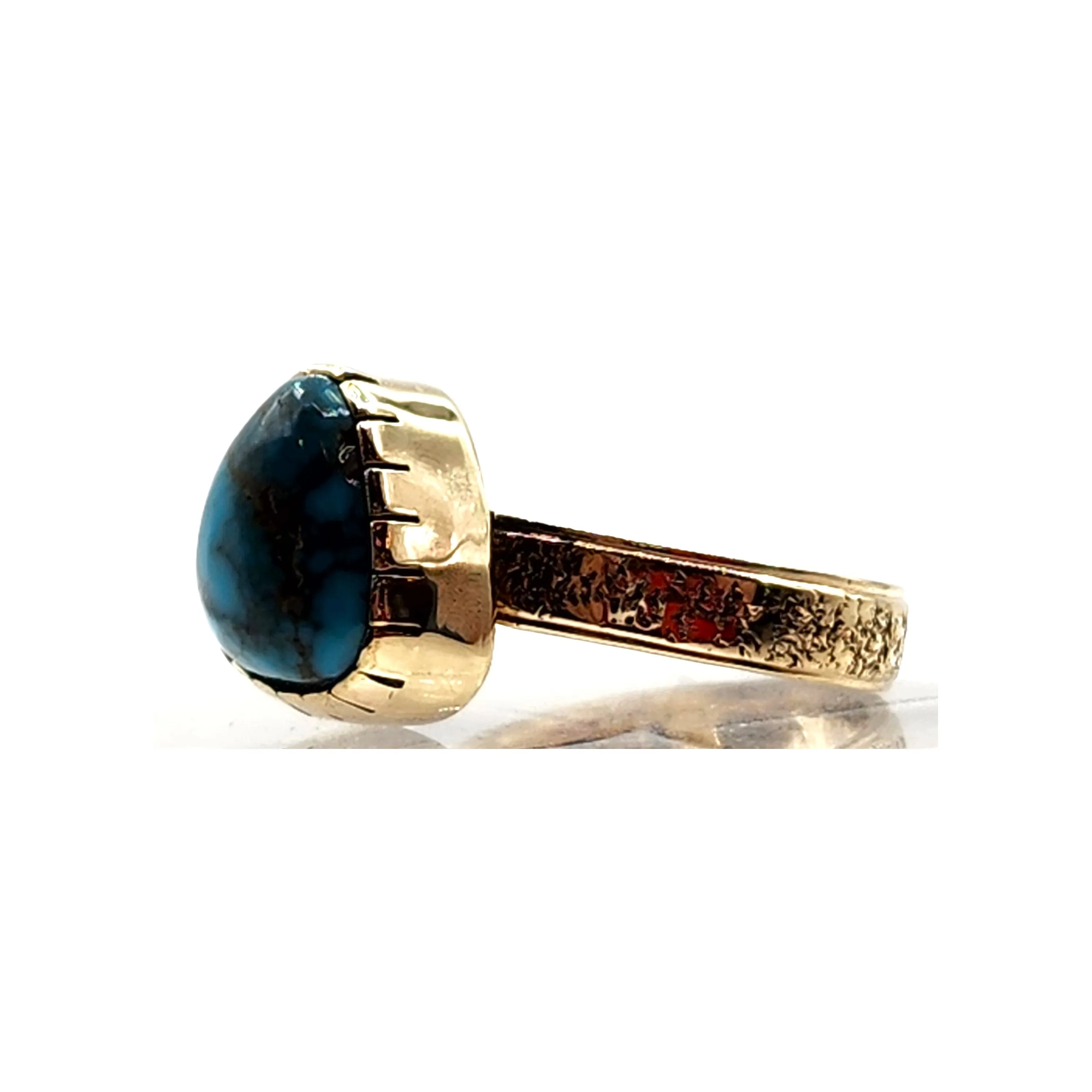 14kt Gold Natural Lone Mountain Turquoise Ring - Size 8.75