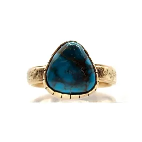 14kt Gold Natural Lone Mountain Turquoise Ring - Size 8.75