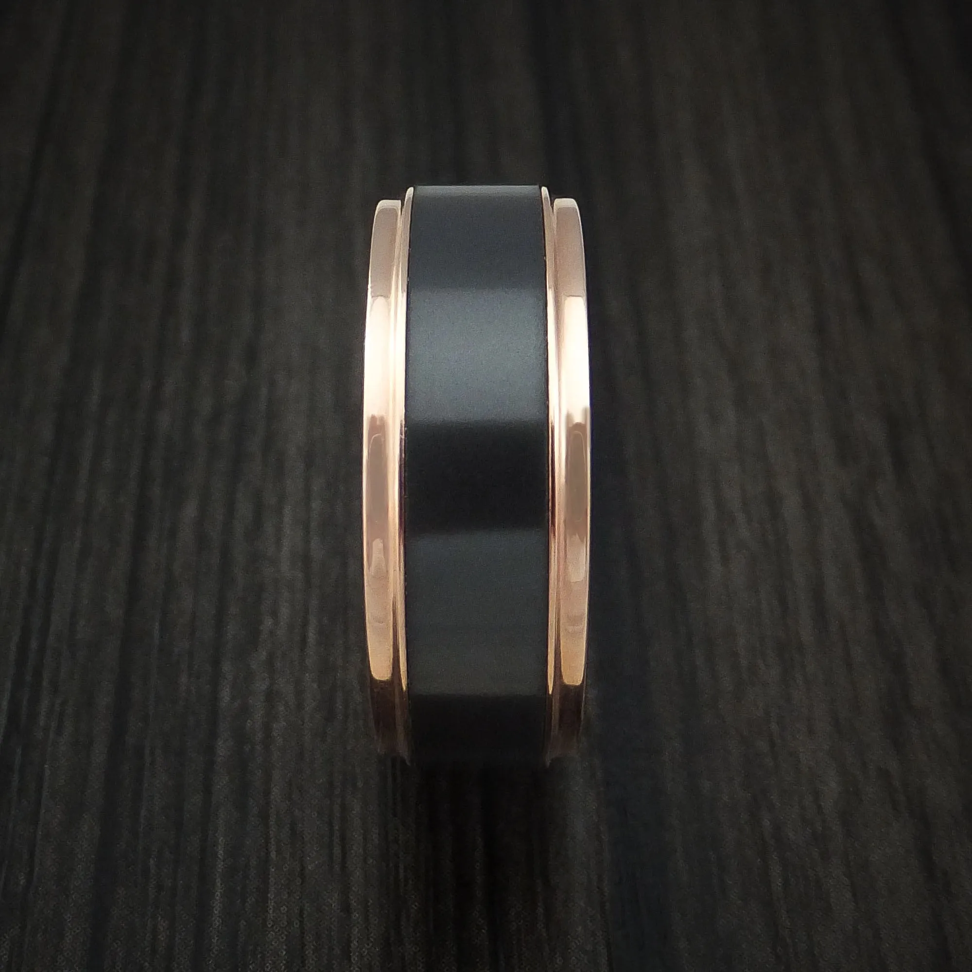 18K Rose Gold and Elysium Black Diamond Men's Ring Custom Made Band