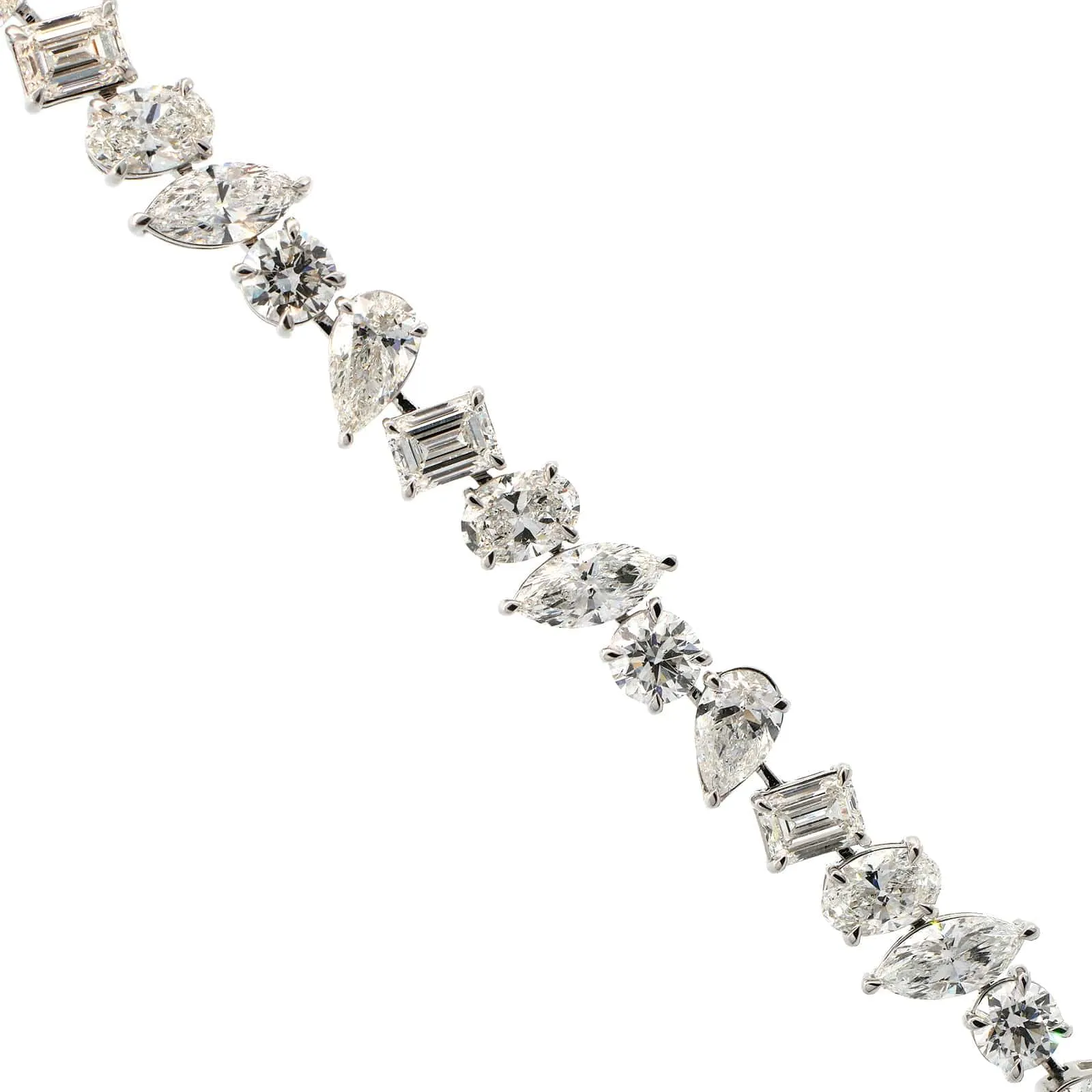 18K White Gold Multi-Cut Diamond Line Bracelet