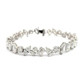 18K White Gold Multi-Cut Diamond Line Bracelet