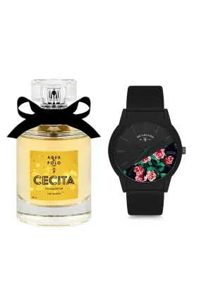 2022 Watches Woman with black flowers and cecita edp ml female perfume New Fashion Stylish Brand Top Quality Wristwatches