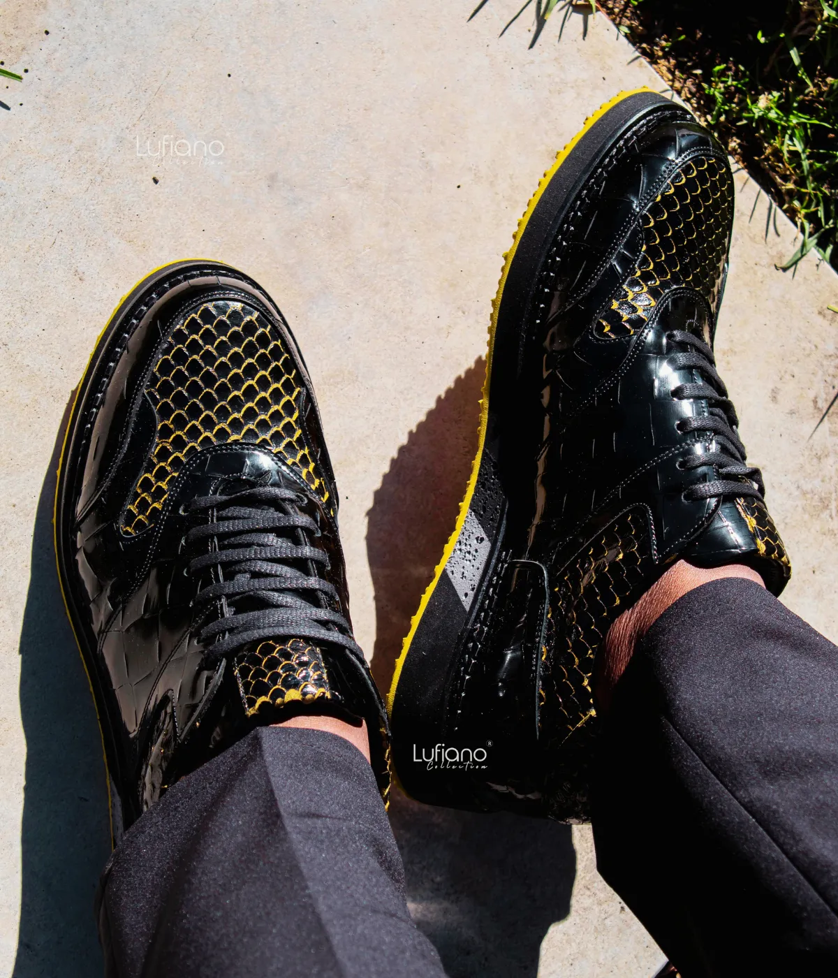 221 Lufiano Lace up : Black- Yellow