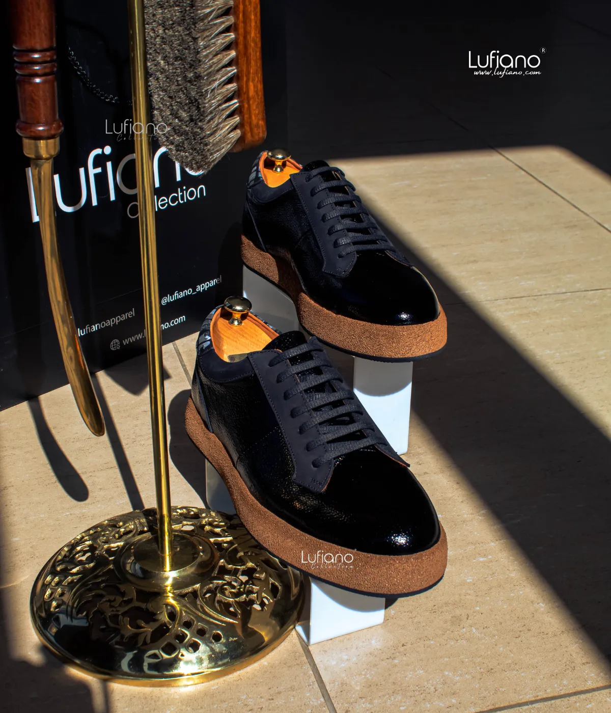 223 - Lufiano Leather Sneaker- Black