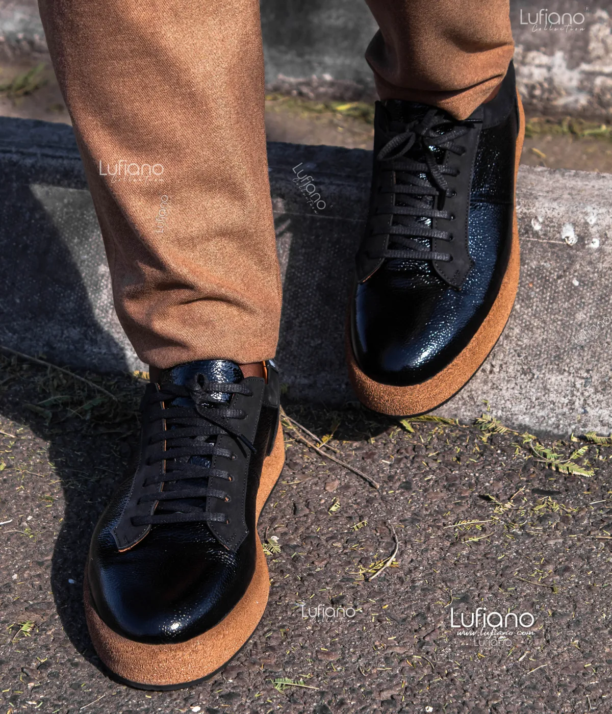 223 - Lufiano Leather Sneaker- Black