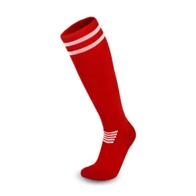 3 Pack Junior Red Football Socks with Striped