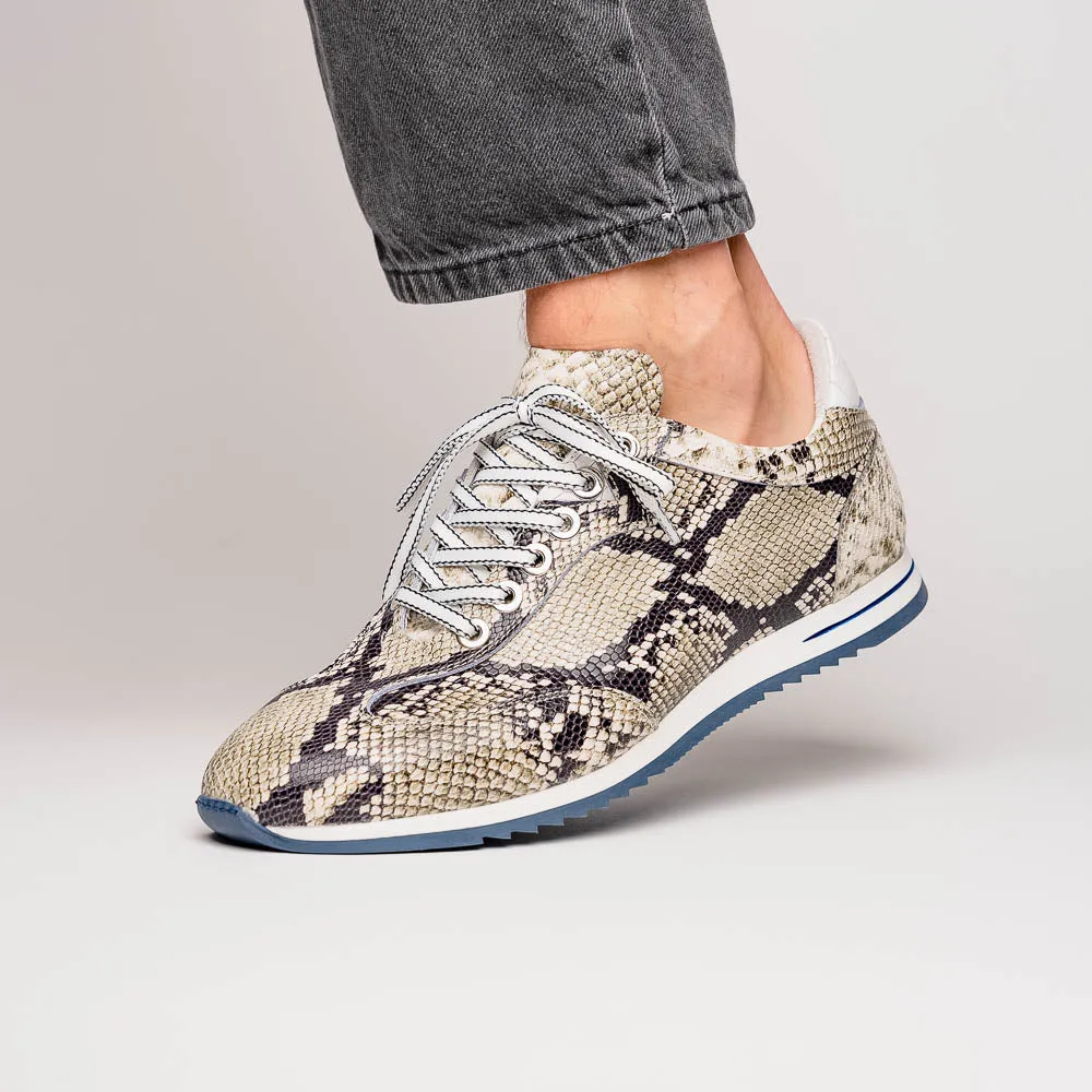 65-215-WHT PERI Python Embossed Italian Calfskin Sneakers Black / White