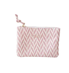 6x4 Medium Mini Pink White Chevron Zip Pouch