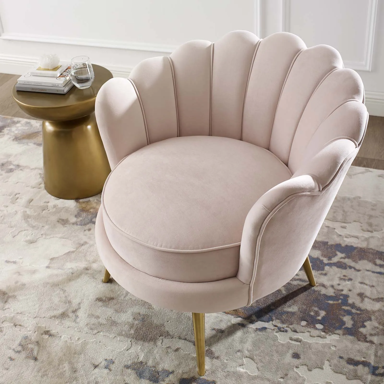 Admire Scalloped Edge Performance Velvet Accent Armchair