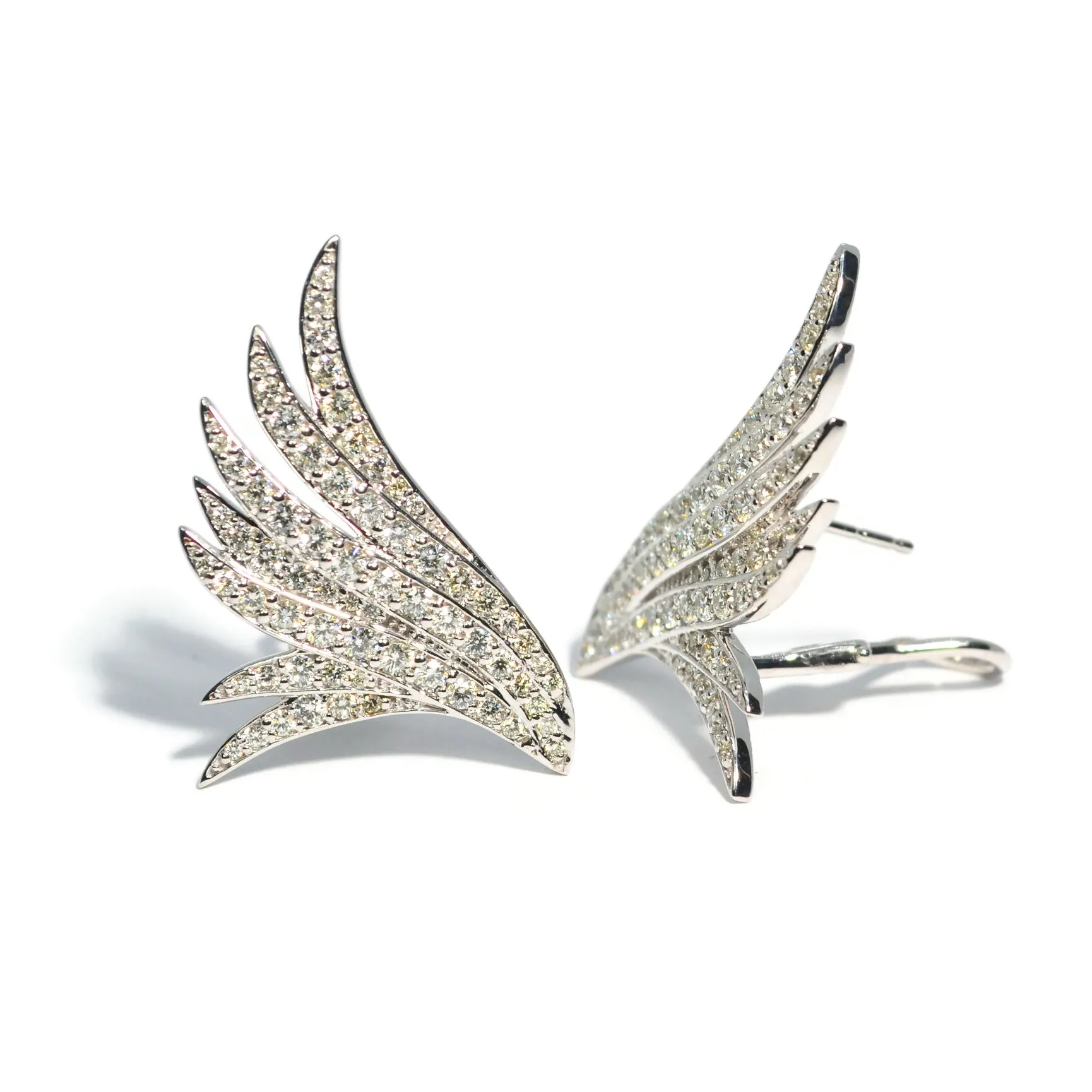 AFJ Diamond Collection - Angel Wings Diamond Earrings, White Gold