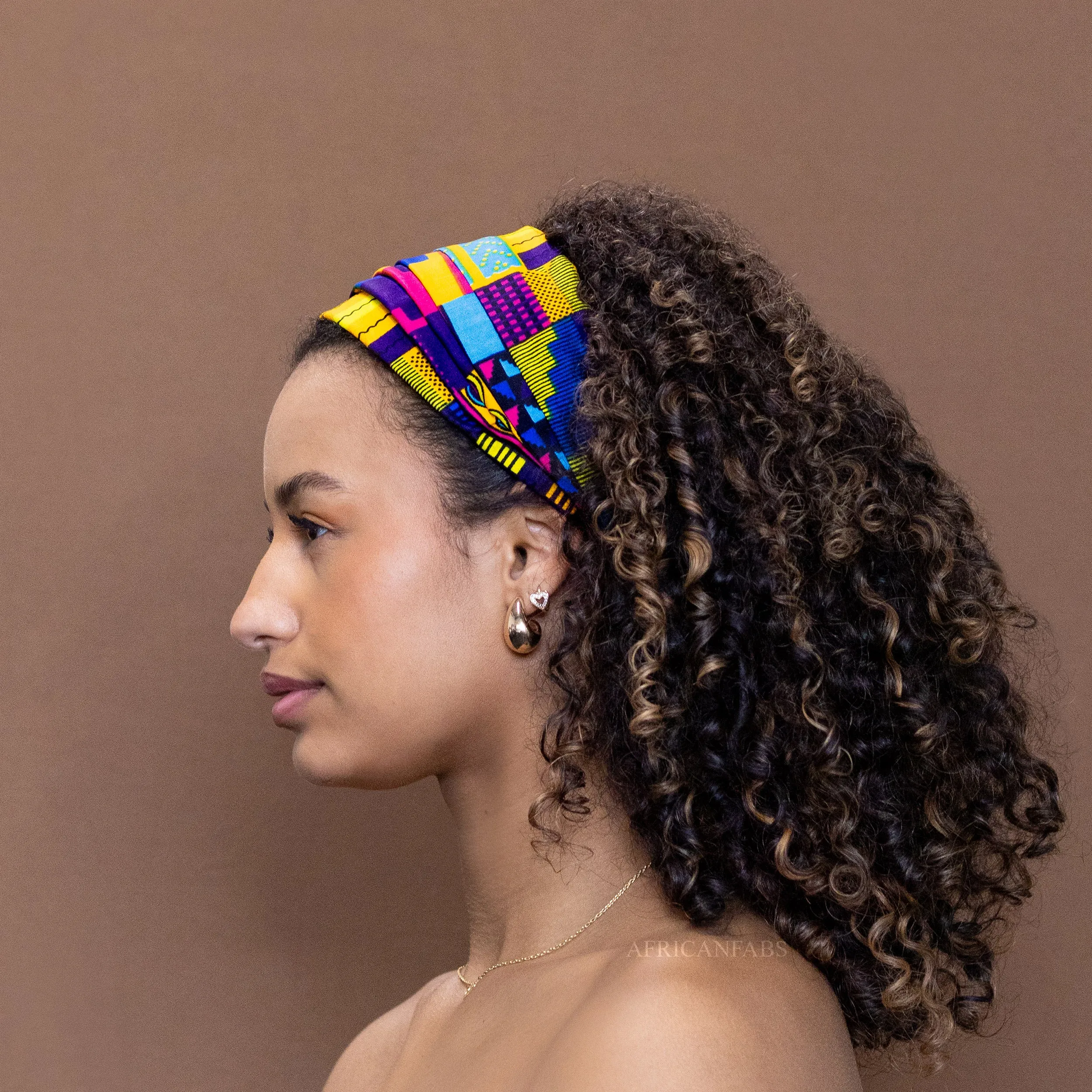 African print Headband - Unisex Adults - Hair Accessories - Multicolor purple kente