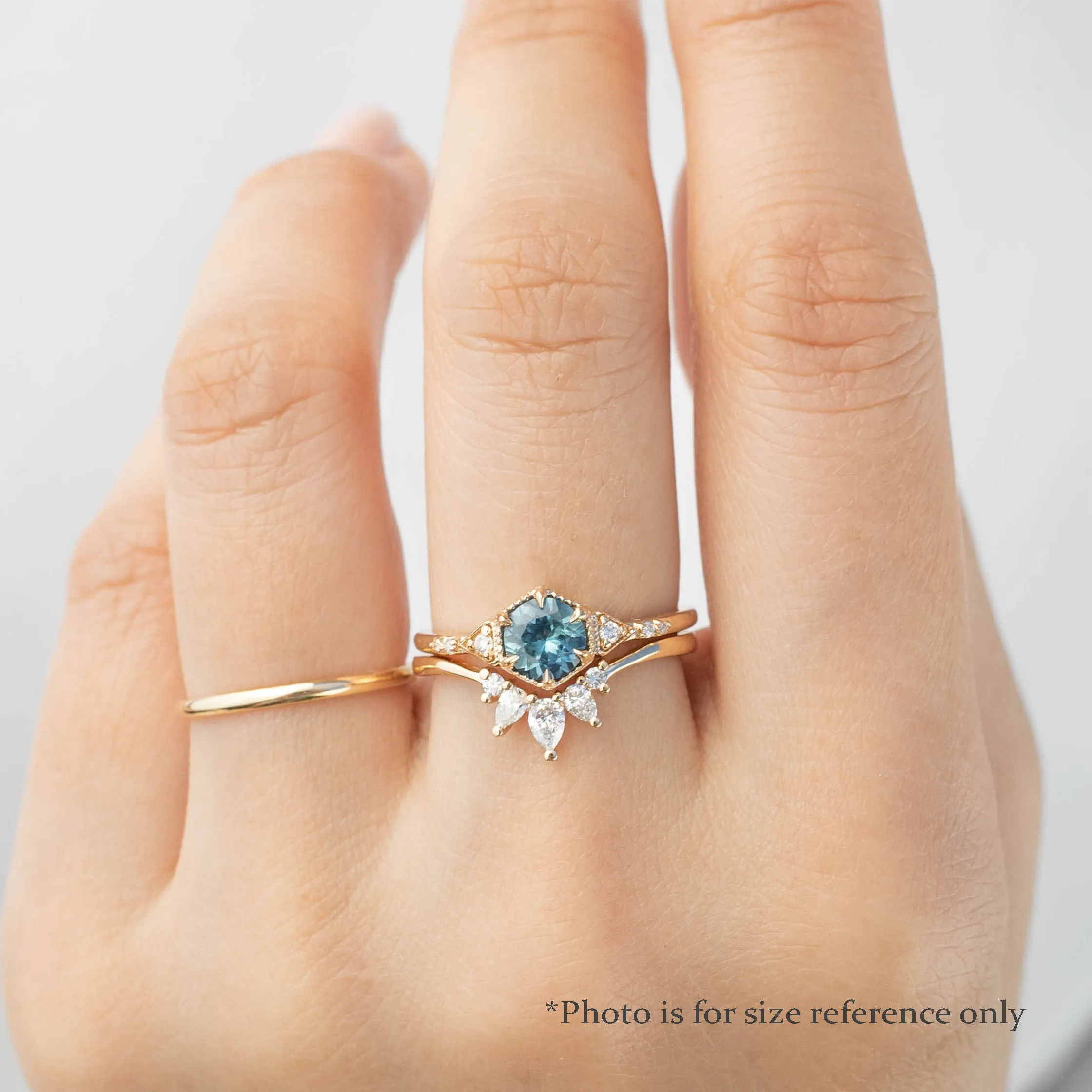 Agatha Ring 0.71ct Parti Light Blue Green Round Montana Sapphire, 14K Yellow Gold (One of a kind)