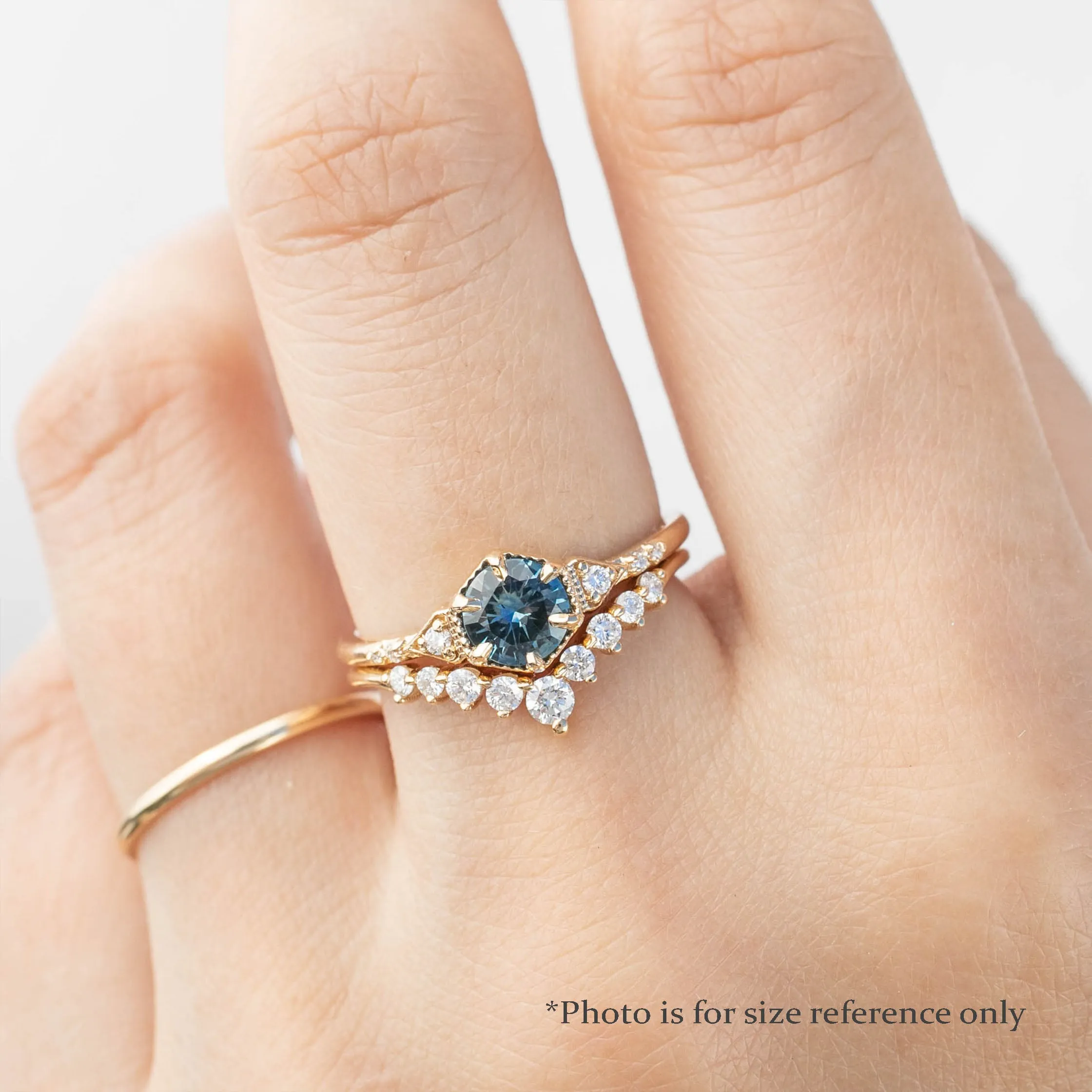 Agatha Ring 0.71ct Parti Light Blue Green Round Montana Sapphire, 14K Yellow Gold (One of a kind)