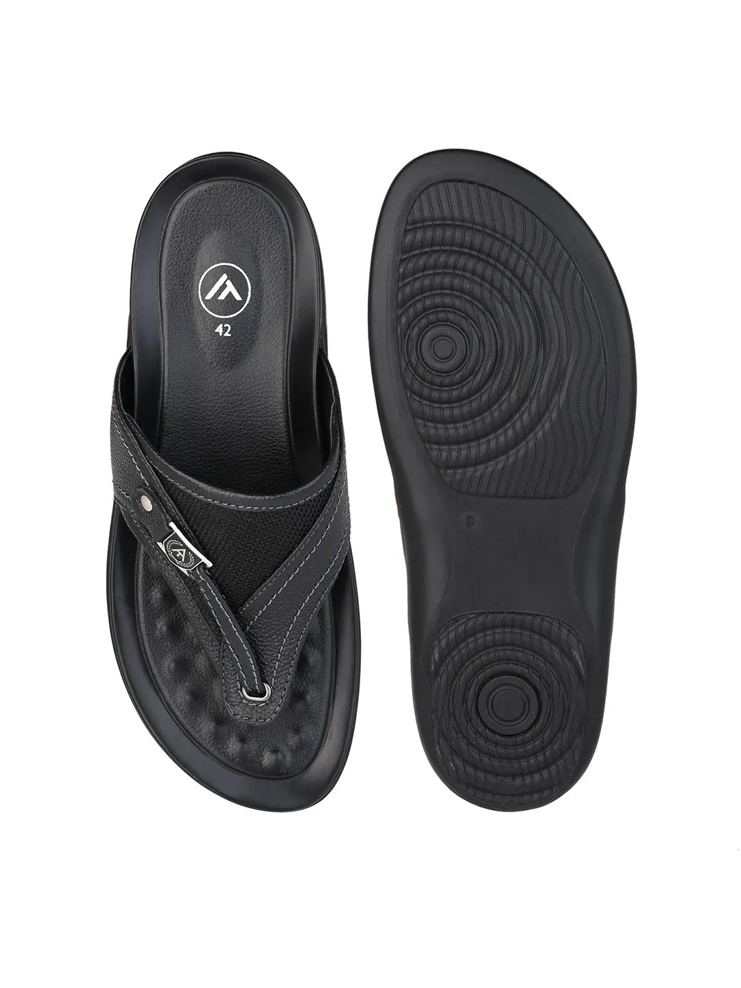 Alberto Torresi Black Leather Comfort Slippers