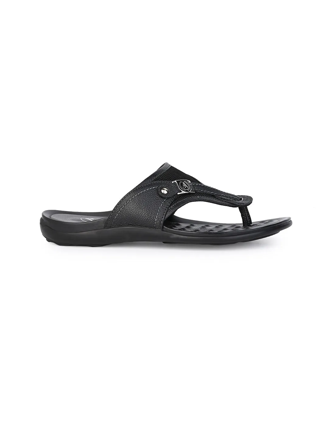 Alberto Torresi Black Leather Comfort Slippers