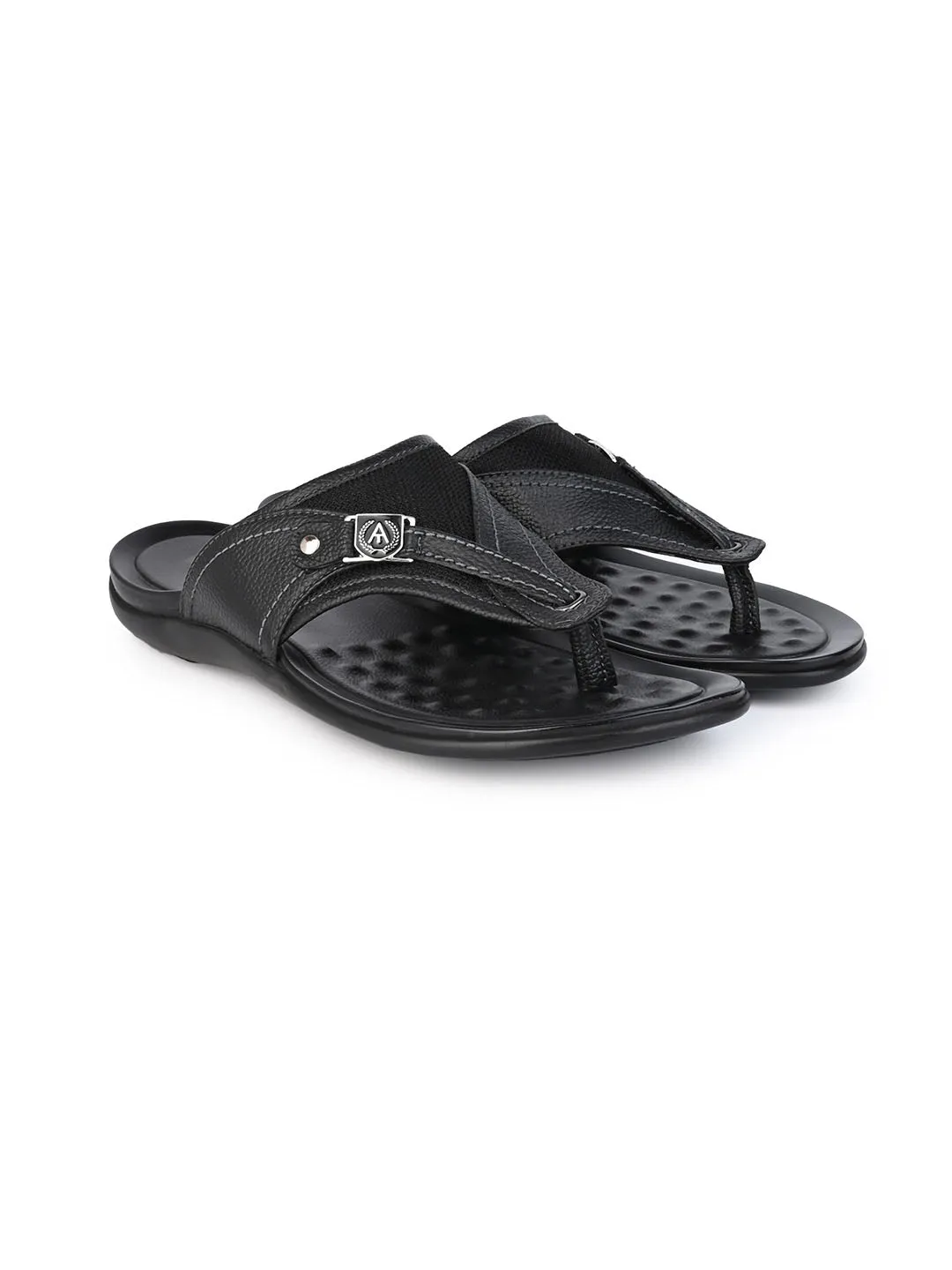 Alberto Torresi Black Leather Comfort Slippers