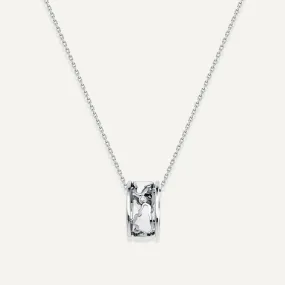 Allusia Love Enamel Band 18K Whitegold Necklace w. Diamonds