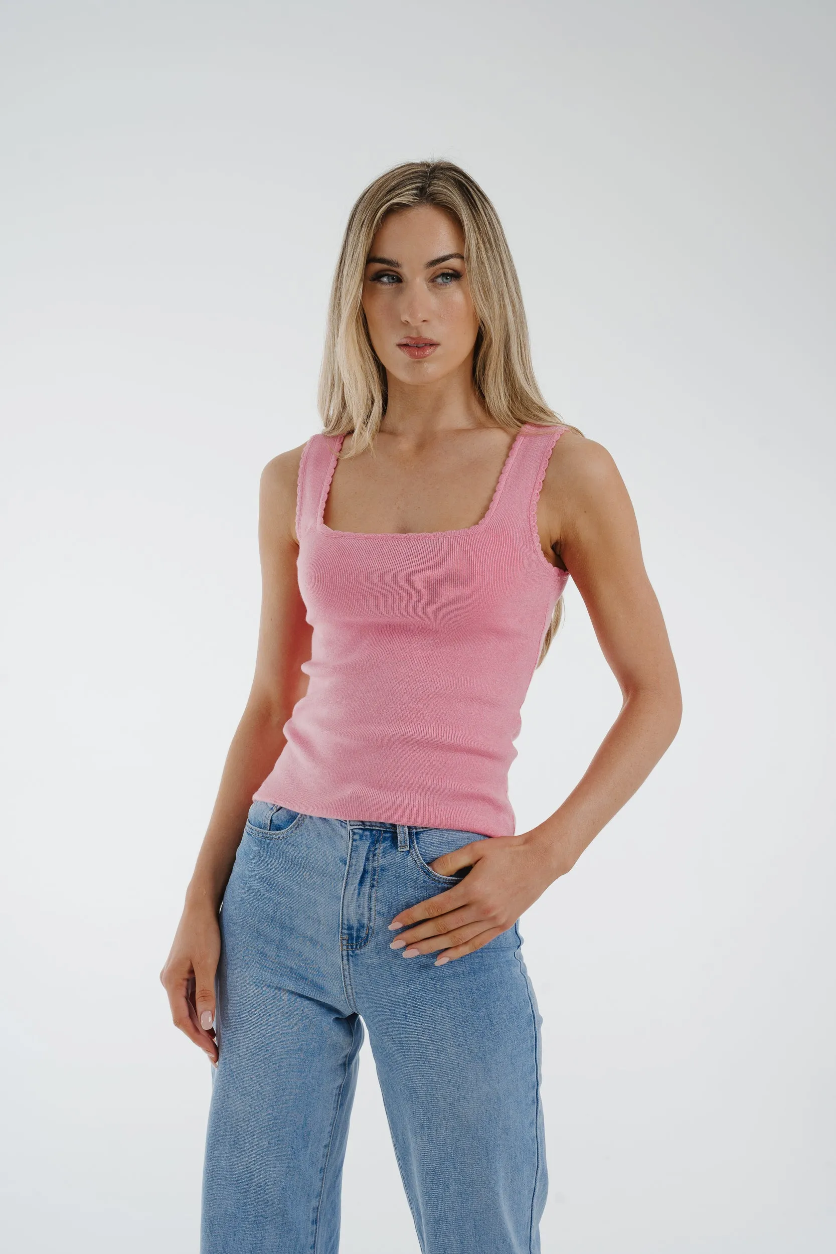 Ally Square Neck Vest In Pink